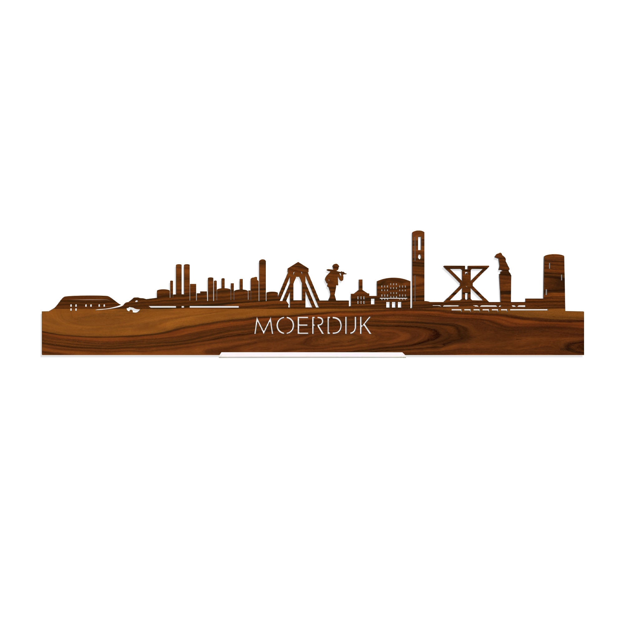 Standing Skyline Moerdijk Palissander houten cadeau decoratie relatiegeschenk van WoodWideCities