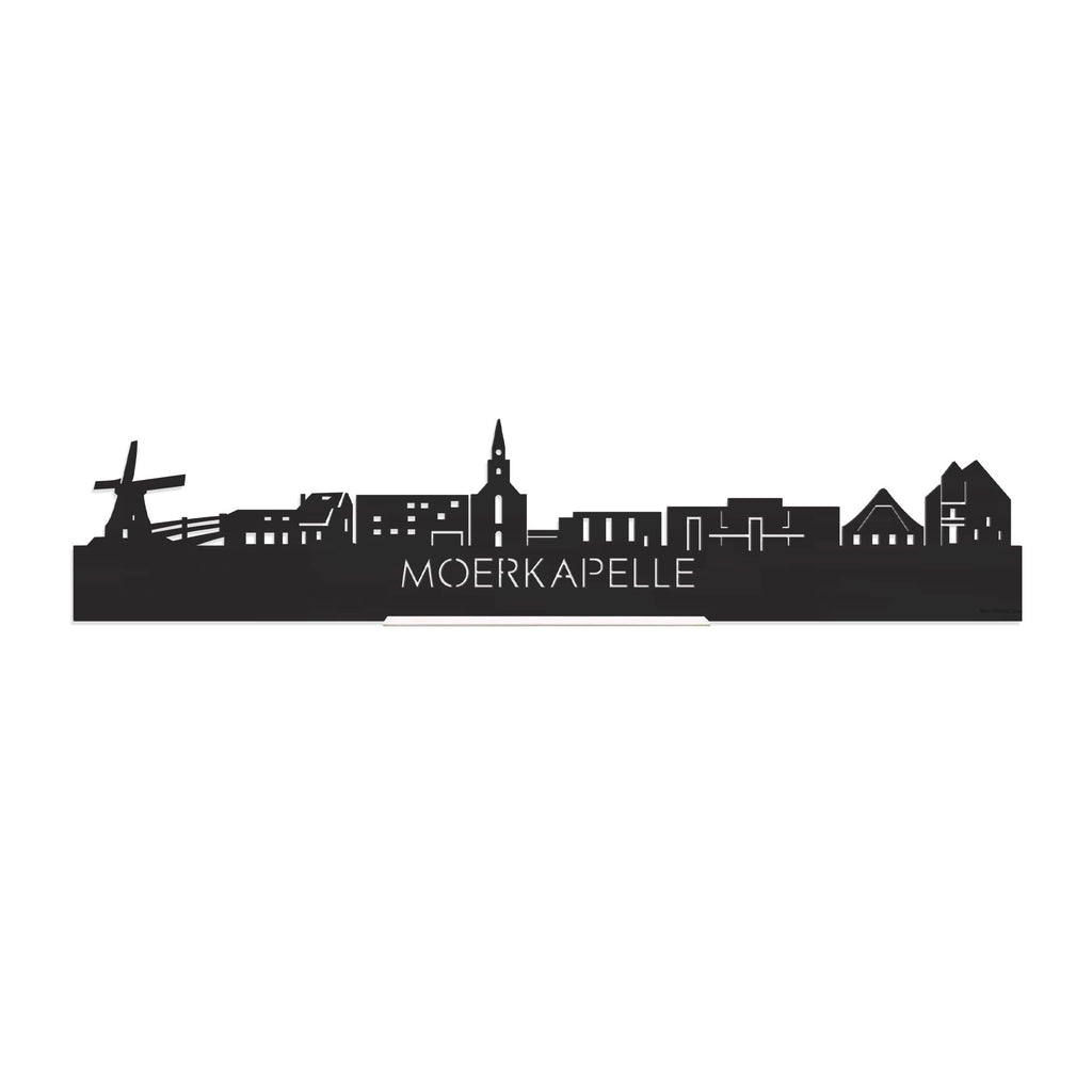 Standing Skyline Moerkapelle Zwart houten cadeau decoratie relatiegeschenk van WoodWideCities