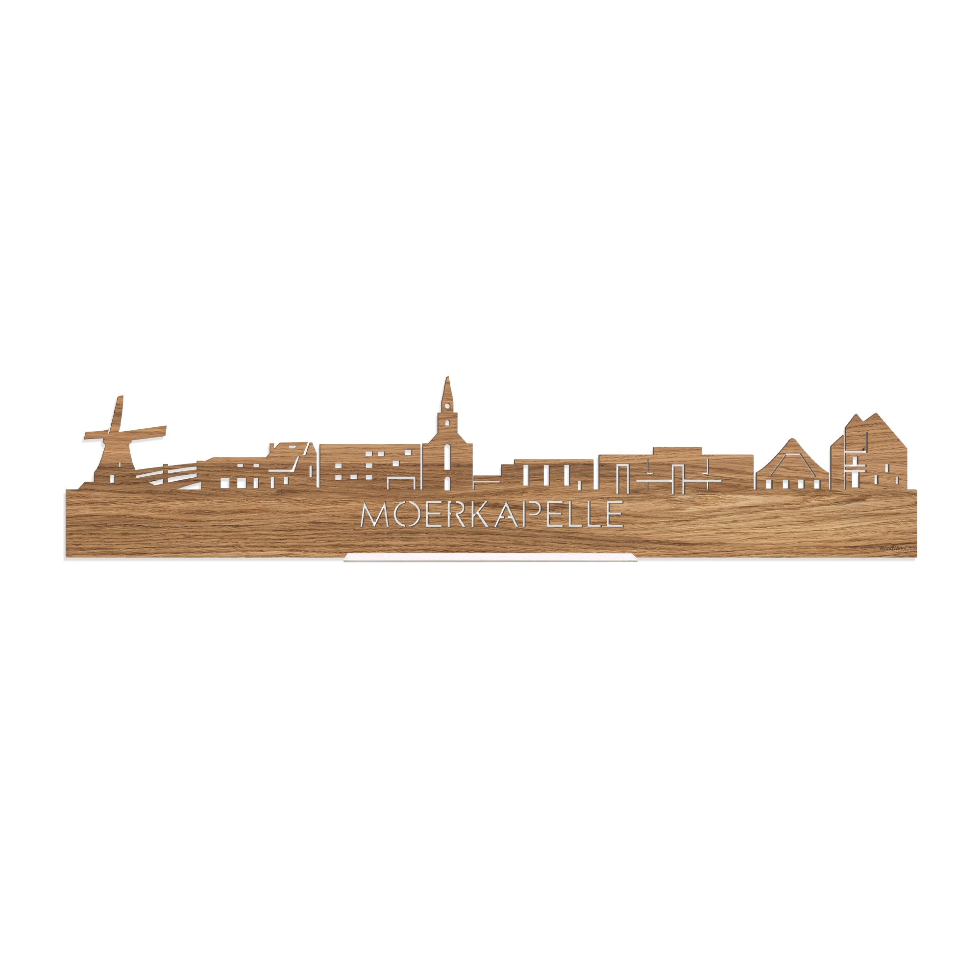 Standing Skyline Moerkapelle Eiken houten cadeau decoratie relatiegeschenk van WoodWideCities