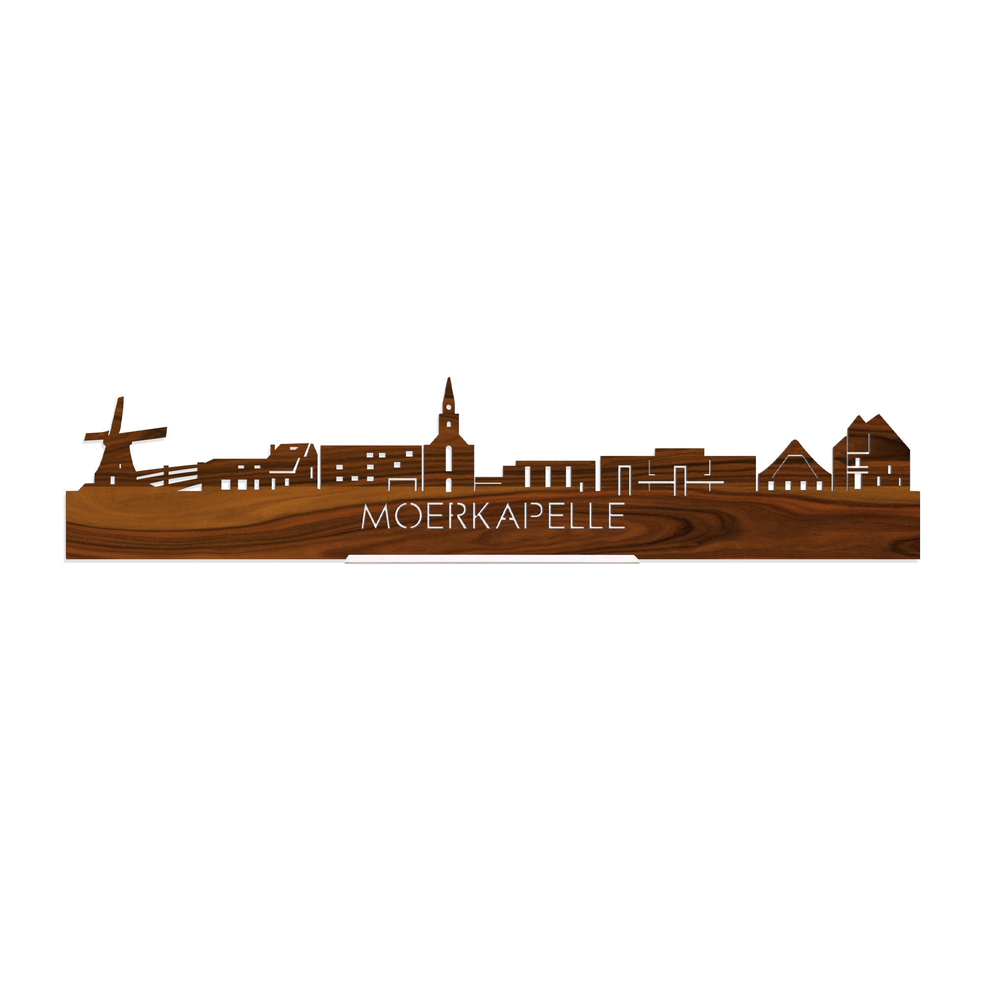 Standing Skyline Moerkapelle Palissander houten cadeau decoratie relatiegeschenk van WoodWideCities