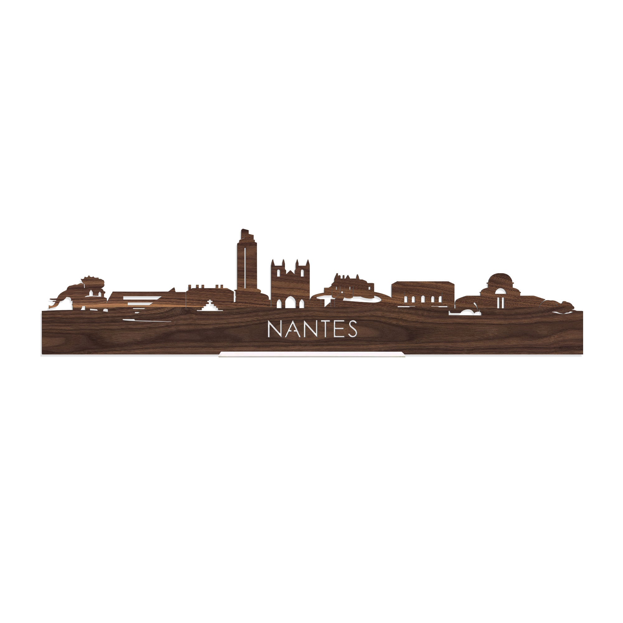 Standing Skyline Nantes Noten houten cadeau decoratie relatiegeschenk van WoodWideCities