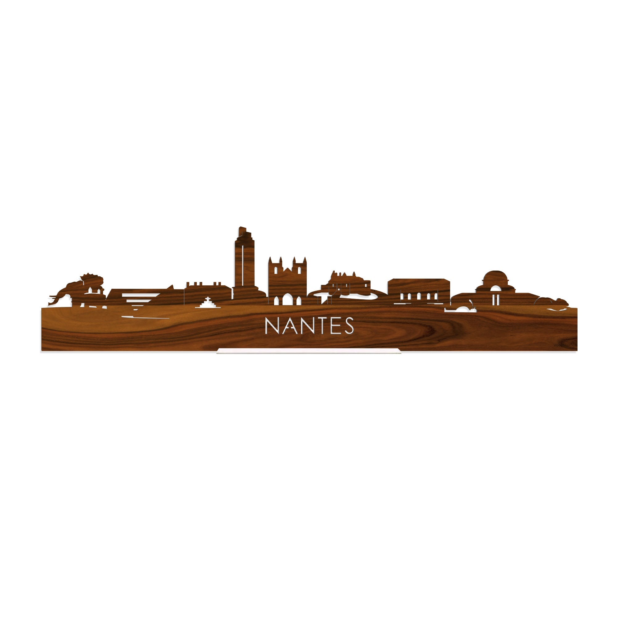 Standing Skyline Nantes Palissander houten cadeau decoratie relatiegeschenk van WoodWideCities