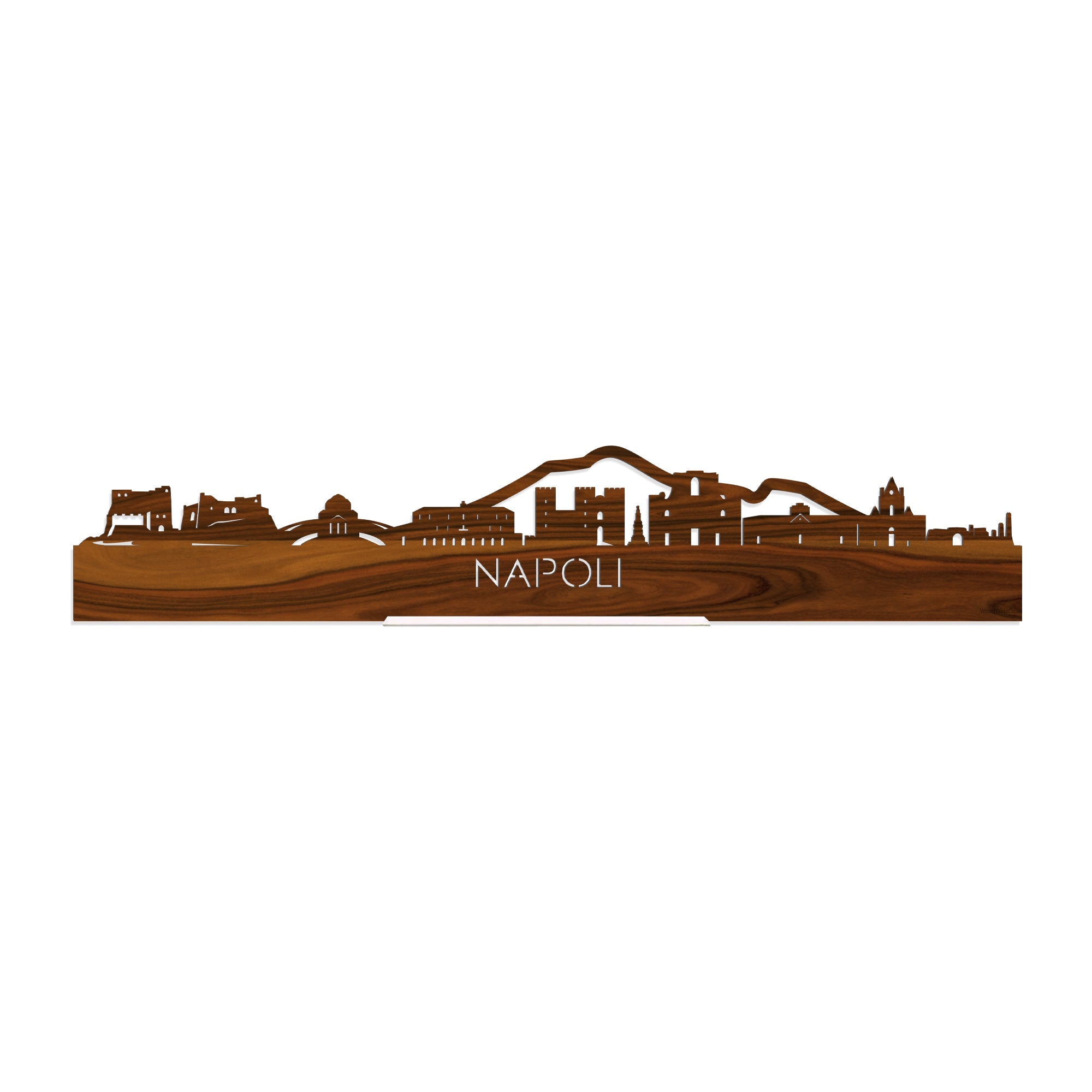 Standing Skyline Napoli Palissander houten cadeau decoratie relatiegeschenk van WoodWideCities