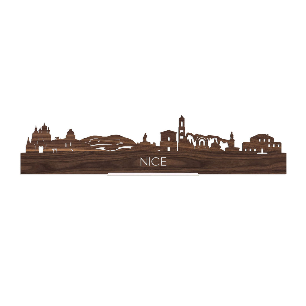 Standing Skyline Nice Noten houten cadeau decoratie relatiegeschenk van WoodWideCities