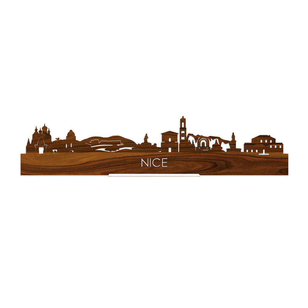 Standing Skyline Nice Palissander houten cadeau decoratie relatiegeschenk van WoodWideCities