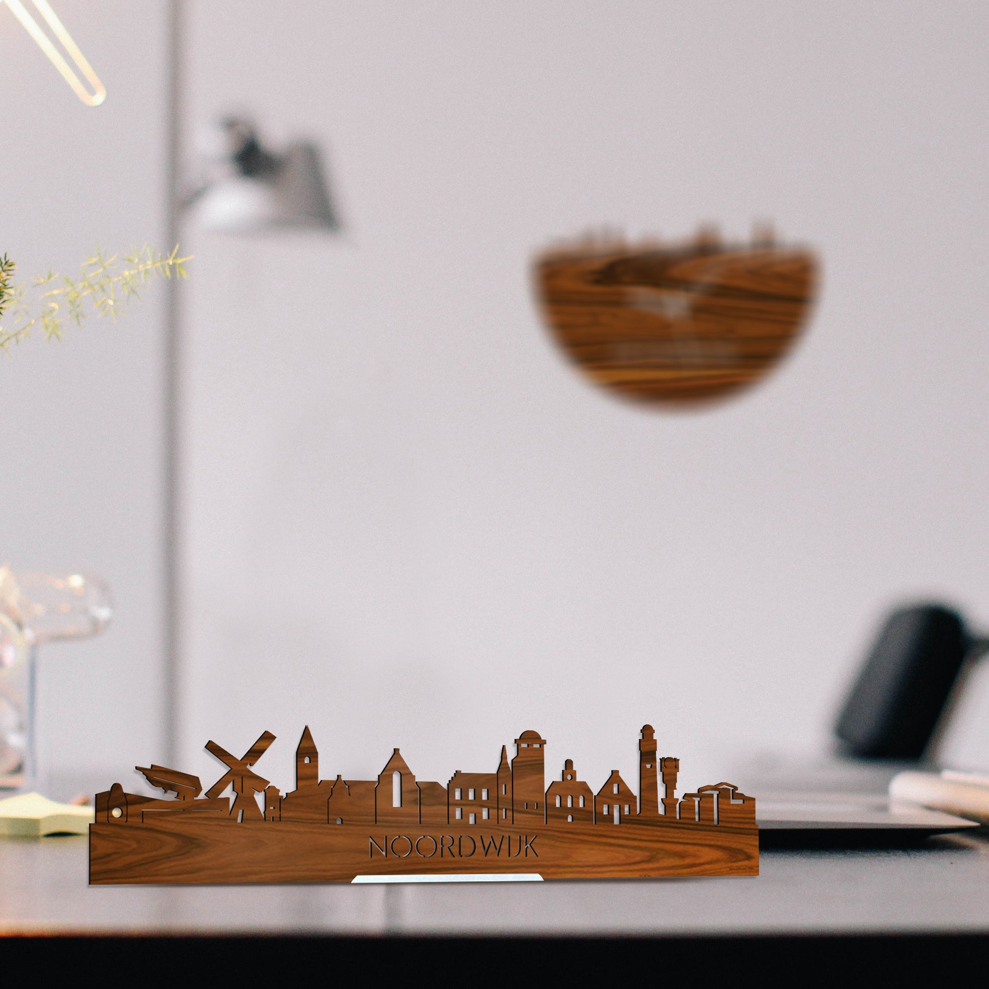 Standing Skyline Noordwijk Palissander houten cadeau decoratie relatiegeschenk van WoodWideCities