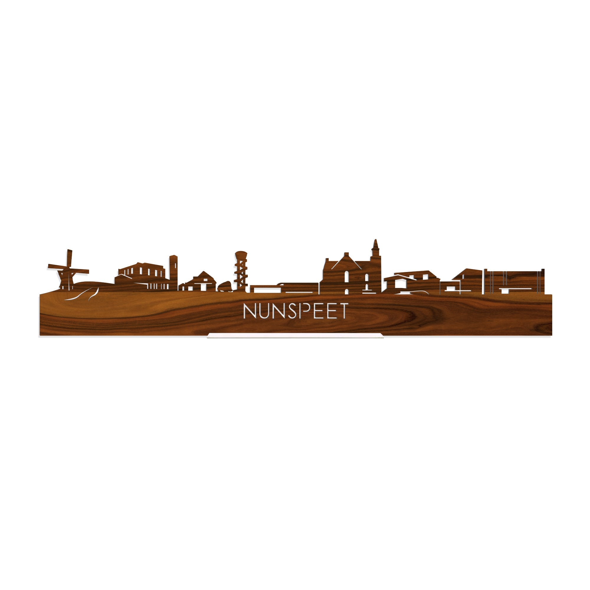 Standing Skyline Nunspeet Palissander houten cadeau decoratie relatiegeschenk van WoodWideCities