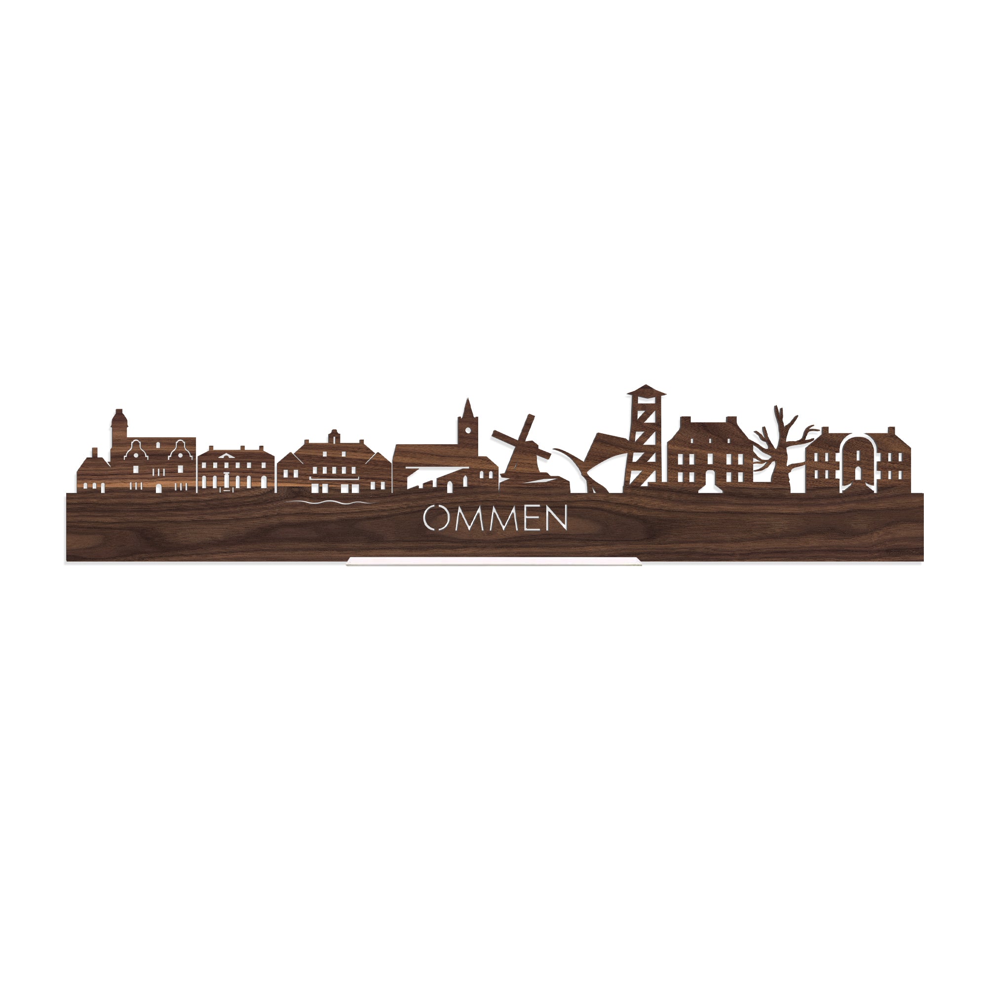 Standing Skyline Ommen Noten houten cadeau decoratie relatiegeschenk van WoodWideCities