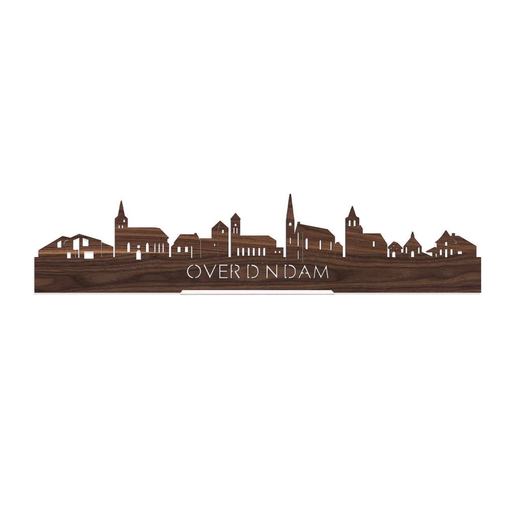 Standing Skyline Over d'n Dam Noten houten cadeau decoratie relatiegeschenk van WoodWideCities