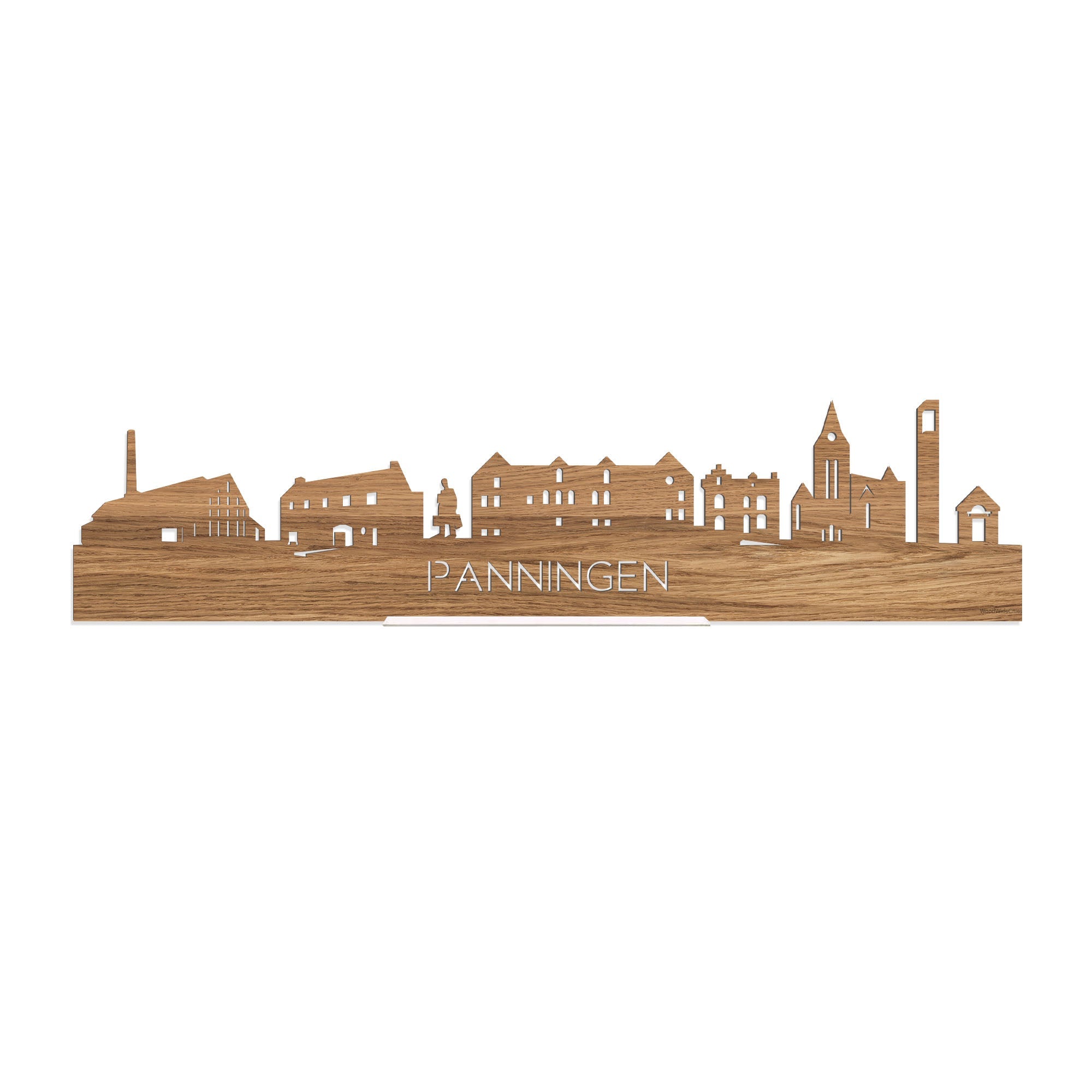 Standing Skyline Panningen Eiken houten cadeau decoratie relatiegeschenk van WoodWideCities