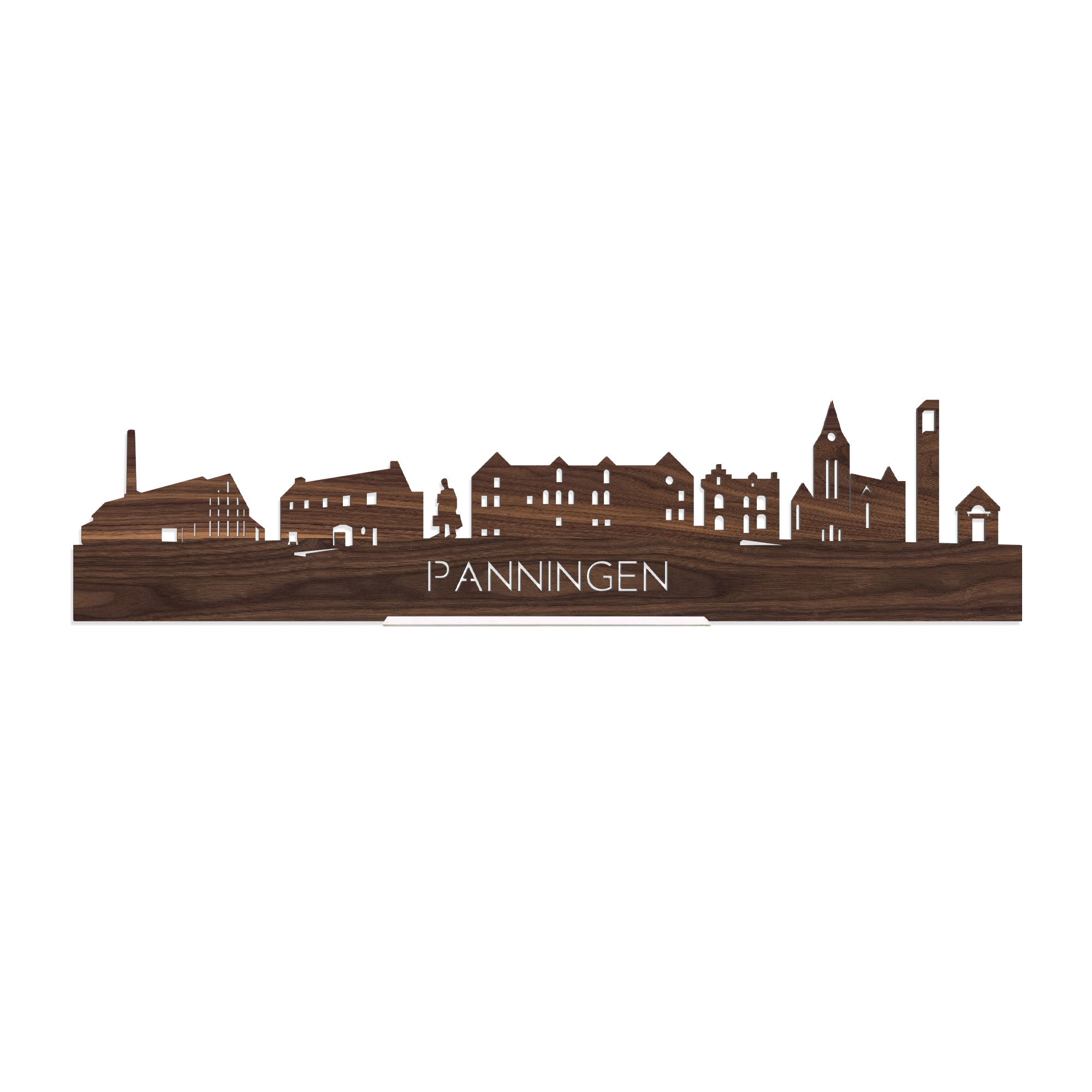 Standing Skyline Panningen Noten houten cadeau decoratie relatiegeschenk van WoodWideCities