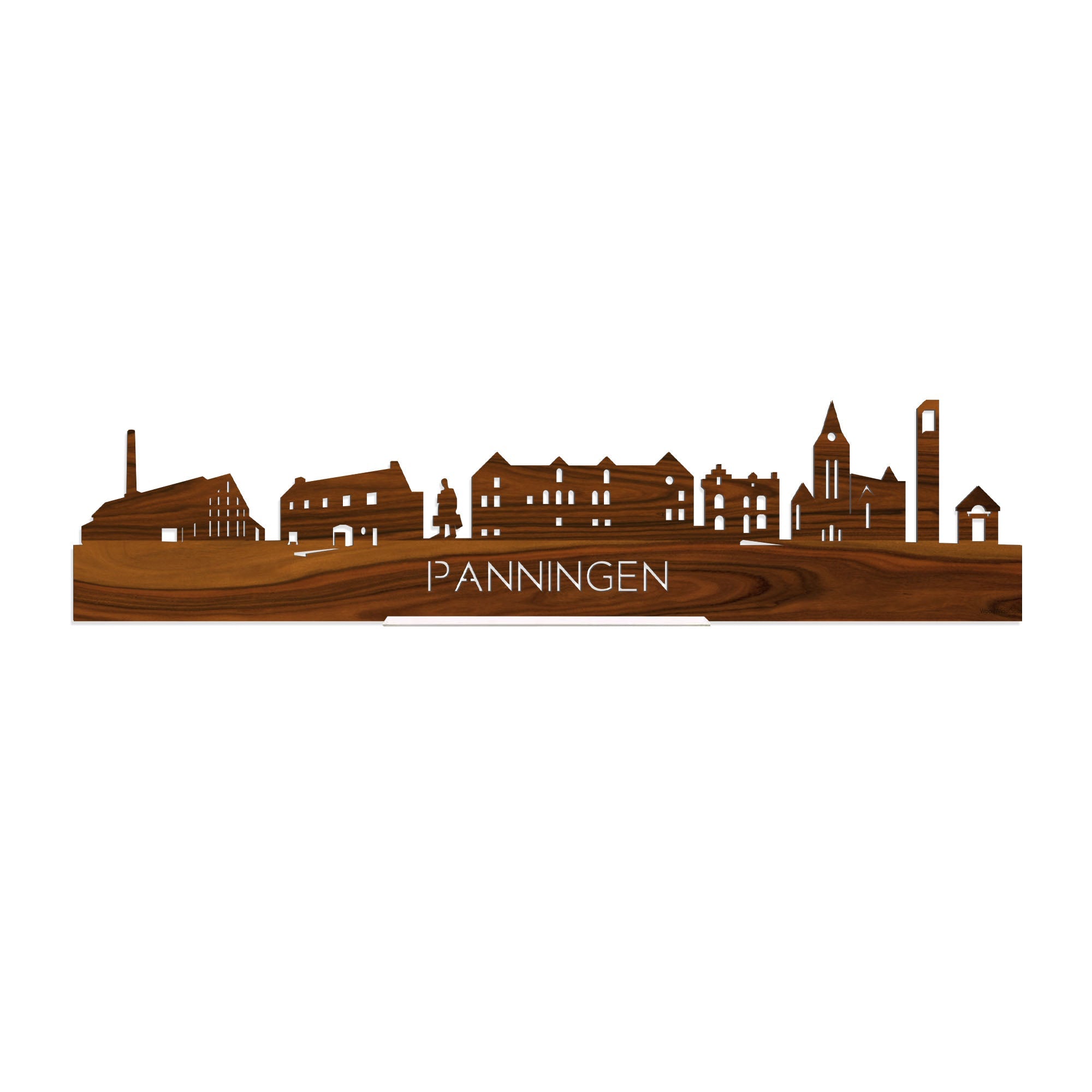 Standing Skyline Panningen Palissander houten cadeau decoratie relatiegeschenk van WoodWideCities