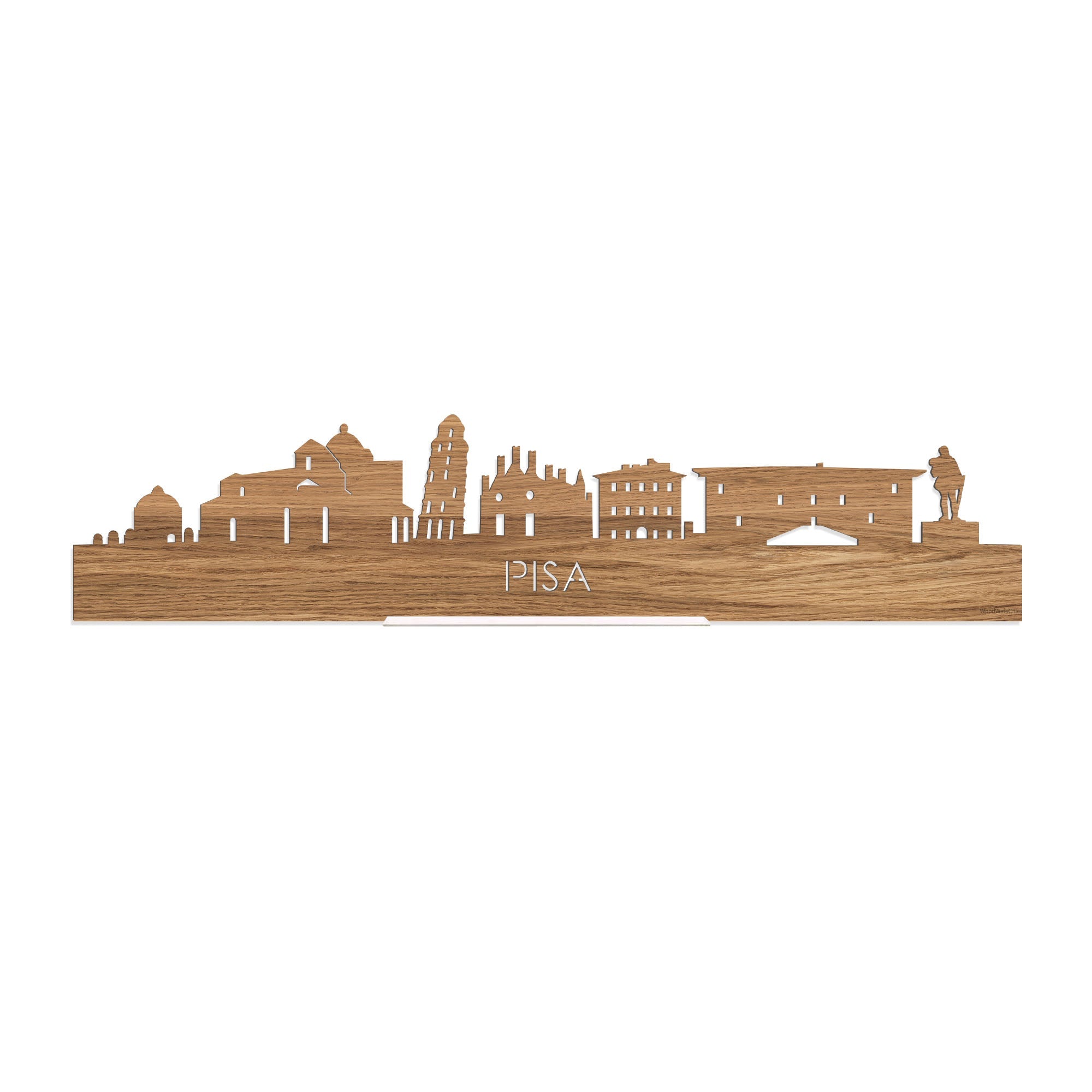 Standing Skyline Pisa Eiken houten cadeau decoratie relatiegeschenk van WoodWideCities