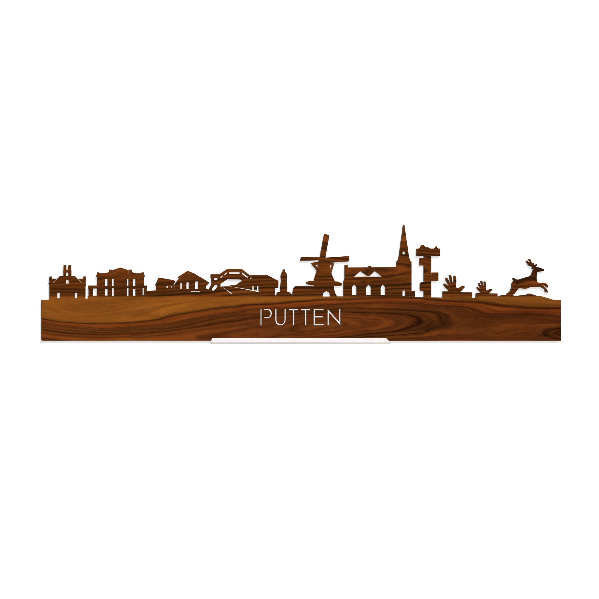 Standing Skyline Putten Palissander houten cadeau decoratie relatiegeschenk van WoodWideCities