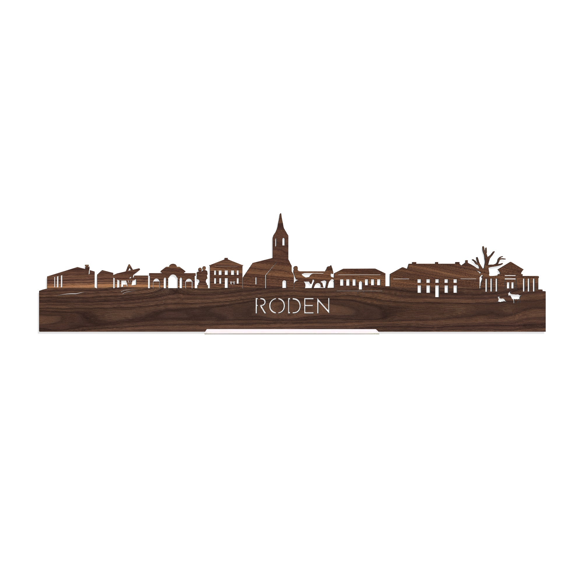 Standing Skyline Roden Noten houten cadeau decoratie relatiegeschenk van WoodWideCities