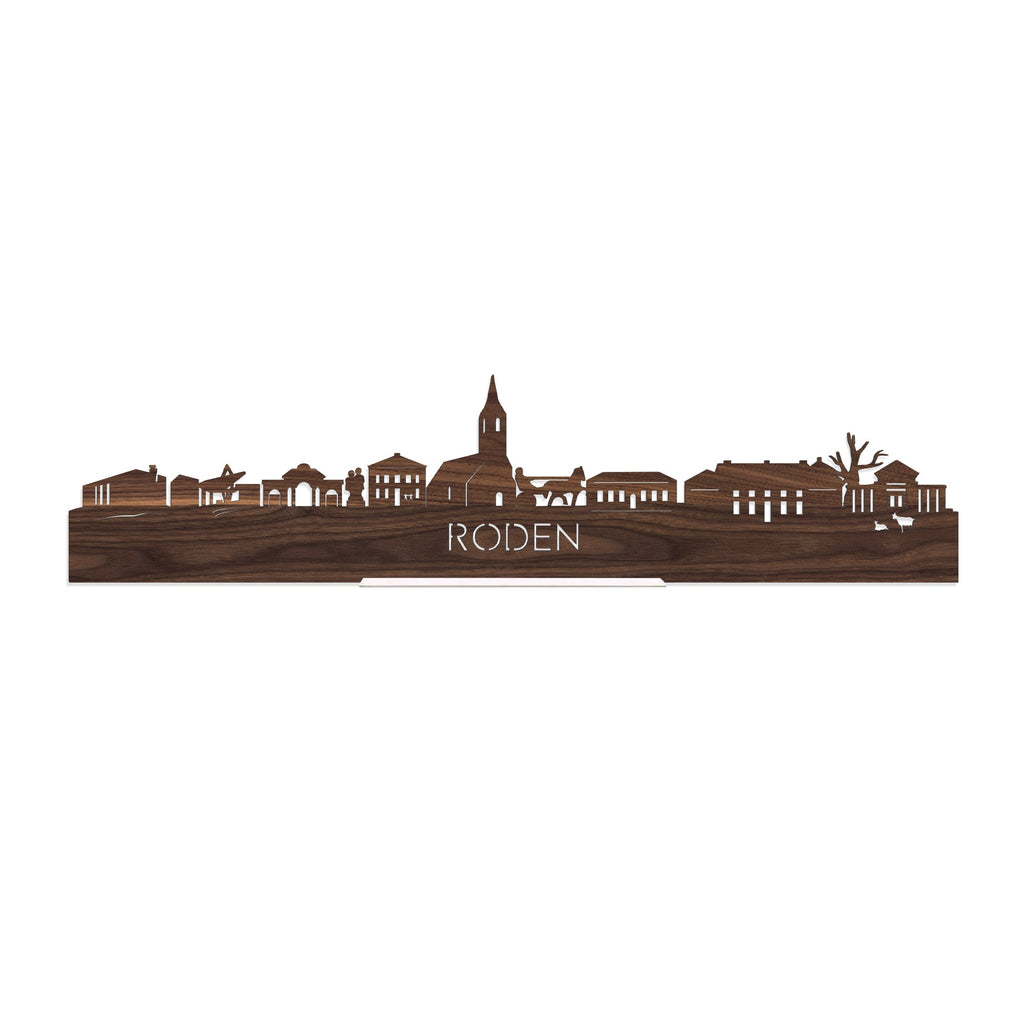 Standing Skyline Roden Noten houten cadeau decoratie relatiegeschenk van WoodWideCities