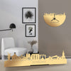 Standing Skyline Schiedam Metallic Goud gerecycled kunststof cadeau decoratie relatiegeschenk van WoodWideCities