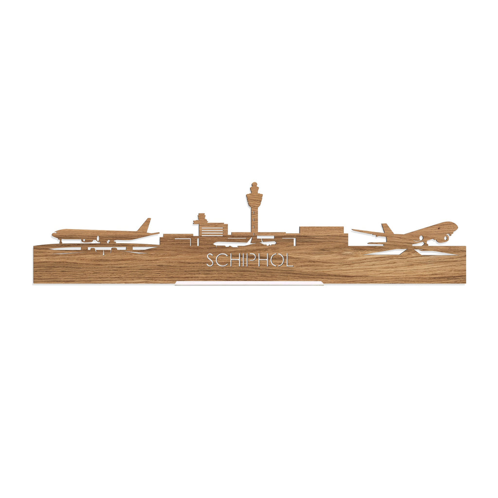 Standing Skyline Schiphol Eiken houten cadeau decoratie relatiegeschenk van WoodWideCities