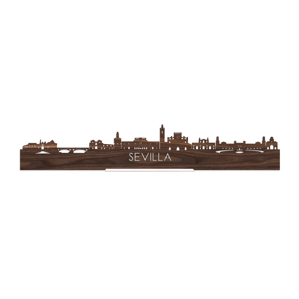 Standing Skyline Sevilla Noten houten cadeau decoratie relatiegeschenk van WoodWideCities