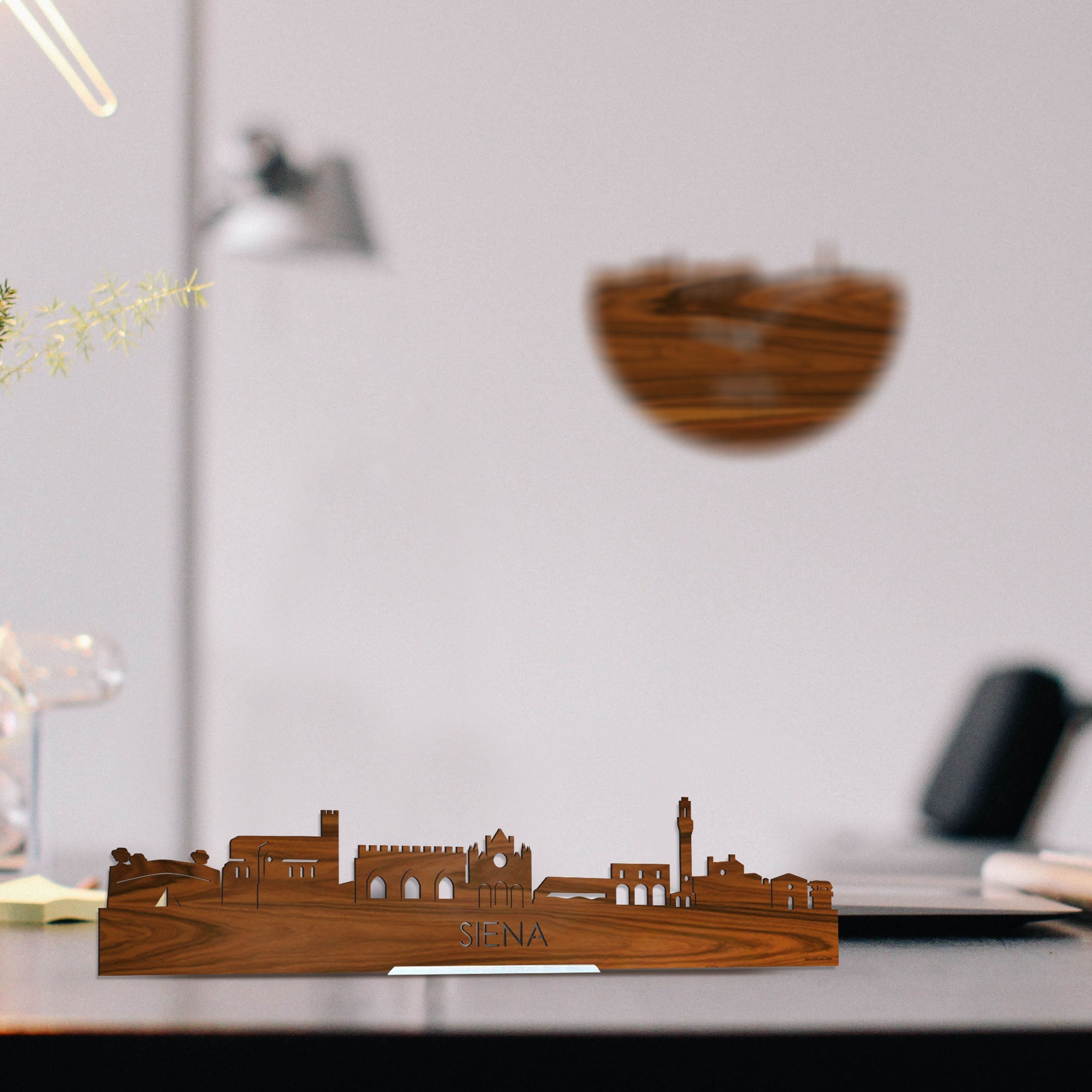 Standing Skyline Siena Palissander houten cadeau decoratie relatiegeschenk van WoodWideCities