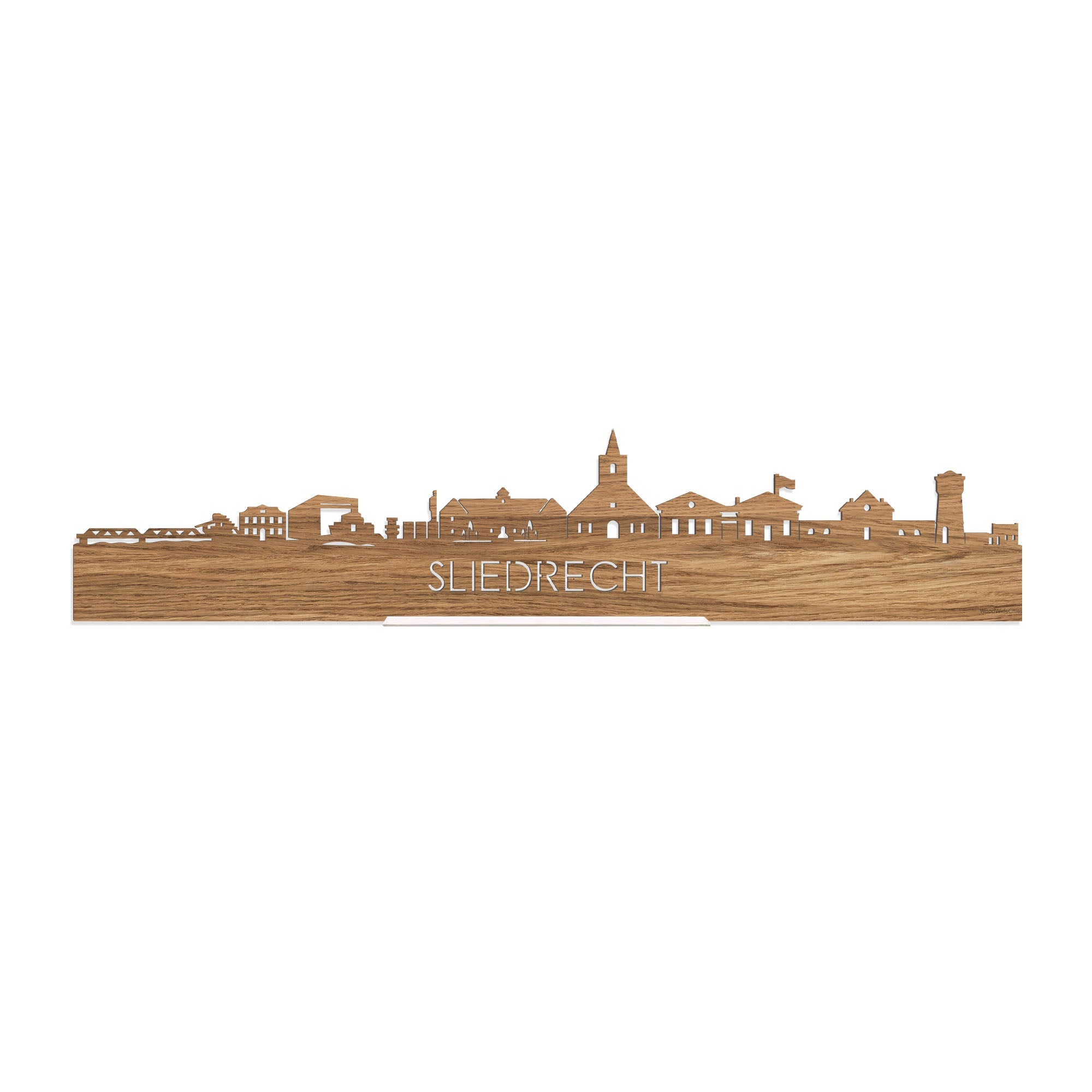 Standing Skyline Sliedrecht Eiken houten cadeau decoratie relatiegeschenk van WoodWideCities