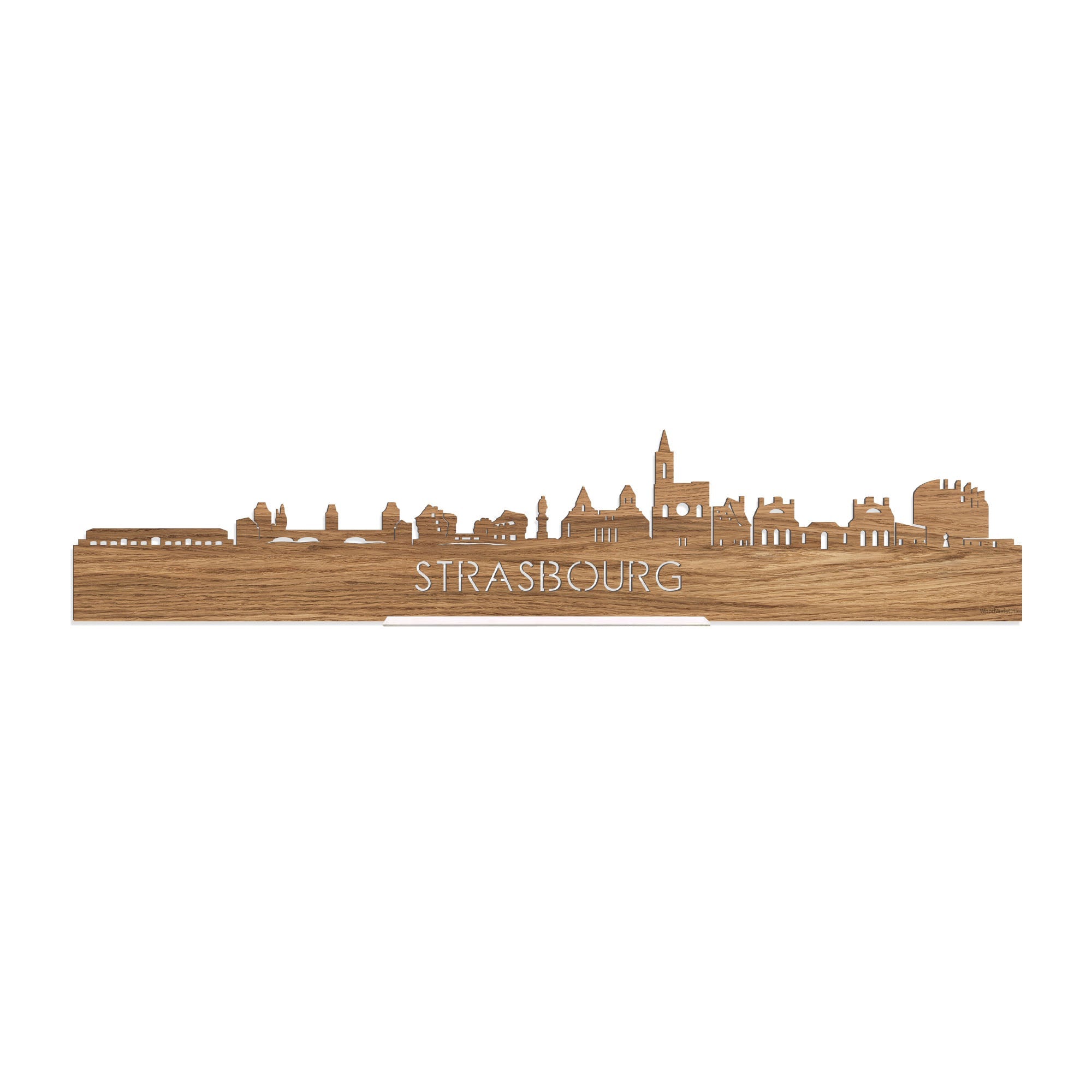 Standing Skyline Strasbourg Eiken houten cadeau decoratie relatiegeschenk van WoodWideCities