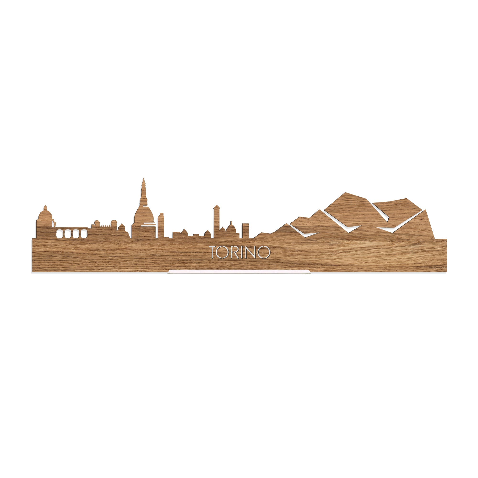 Standing Skyline Torino Eiken houten cadeau decoratie relatiegeschenk van WoodWideCities