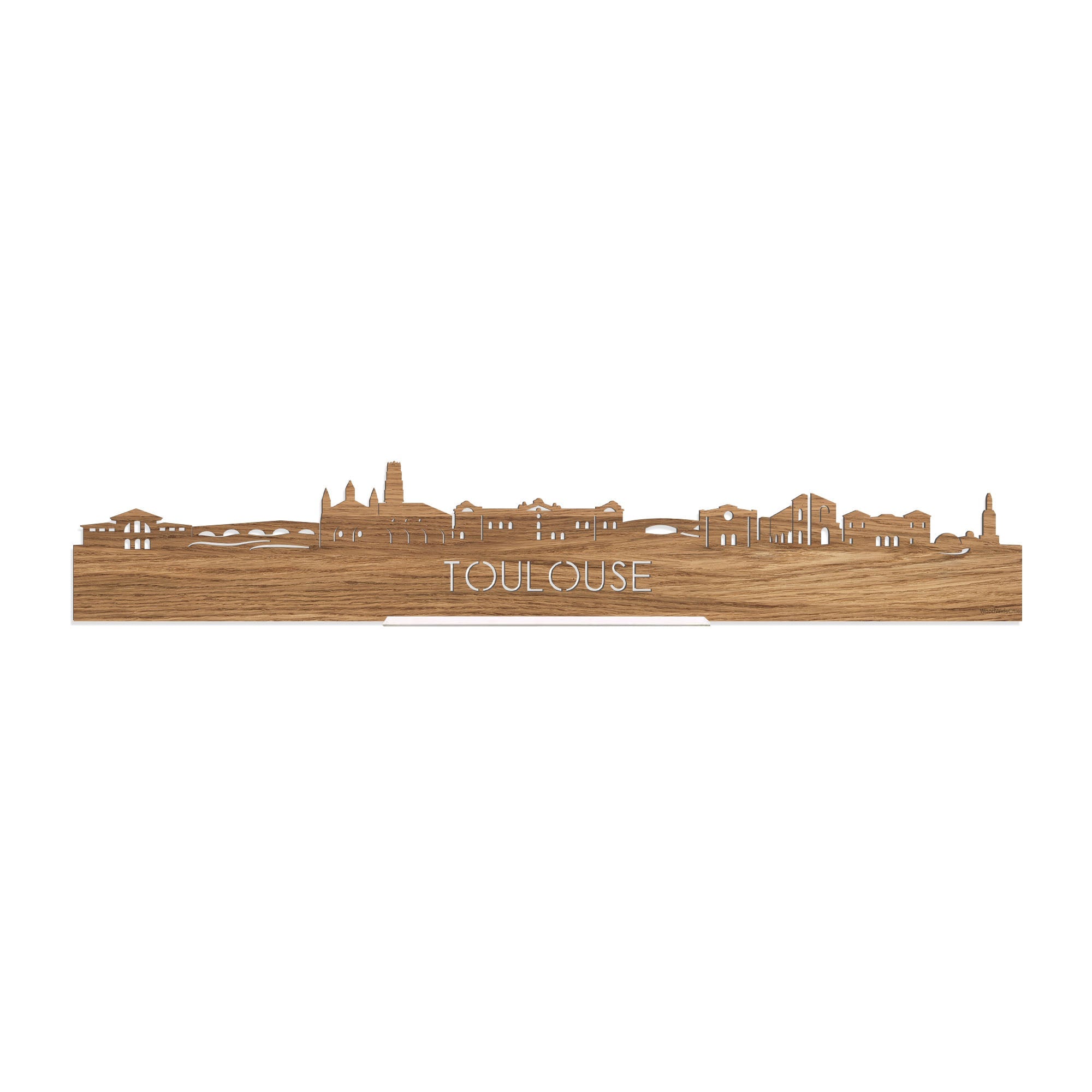 Standing Skyline Toulouse Eiken houten cadeau decoratie relatiegeschenk van WoodWideCities