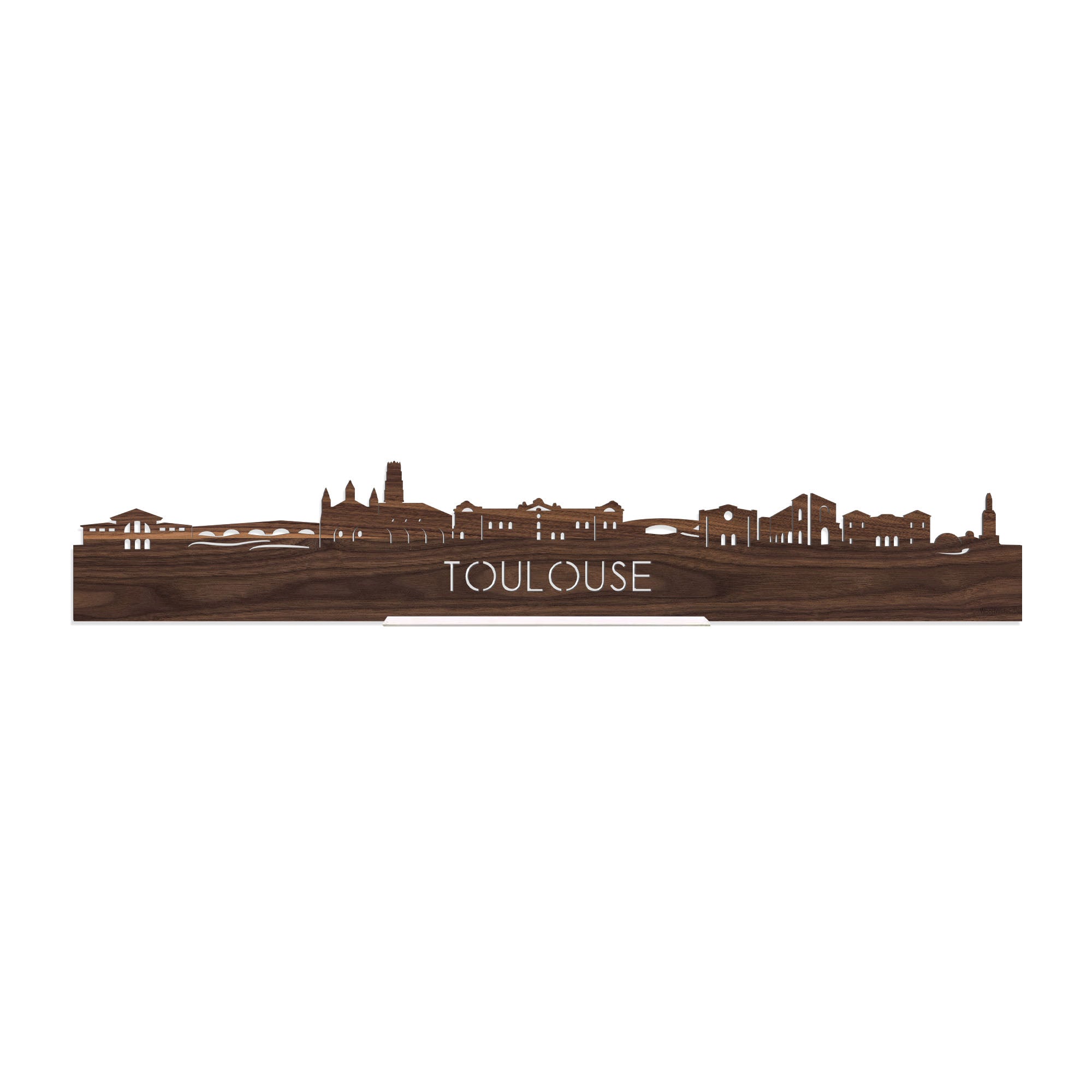 Standing Skyline Toulouse Noten houten cadeau decoratie relatiegeschenk van WoodWideCities