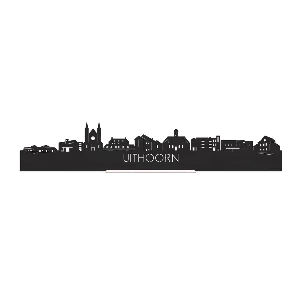 Standing Skyline Uithoorn Zwart houten cadeau decoratie relatiegeschenk van WoodWideCities