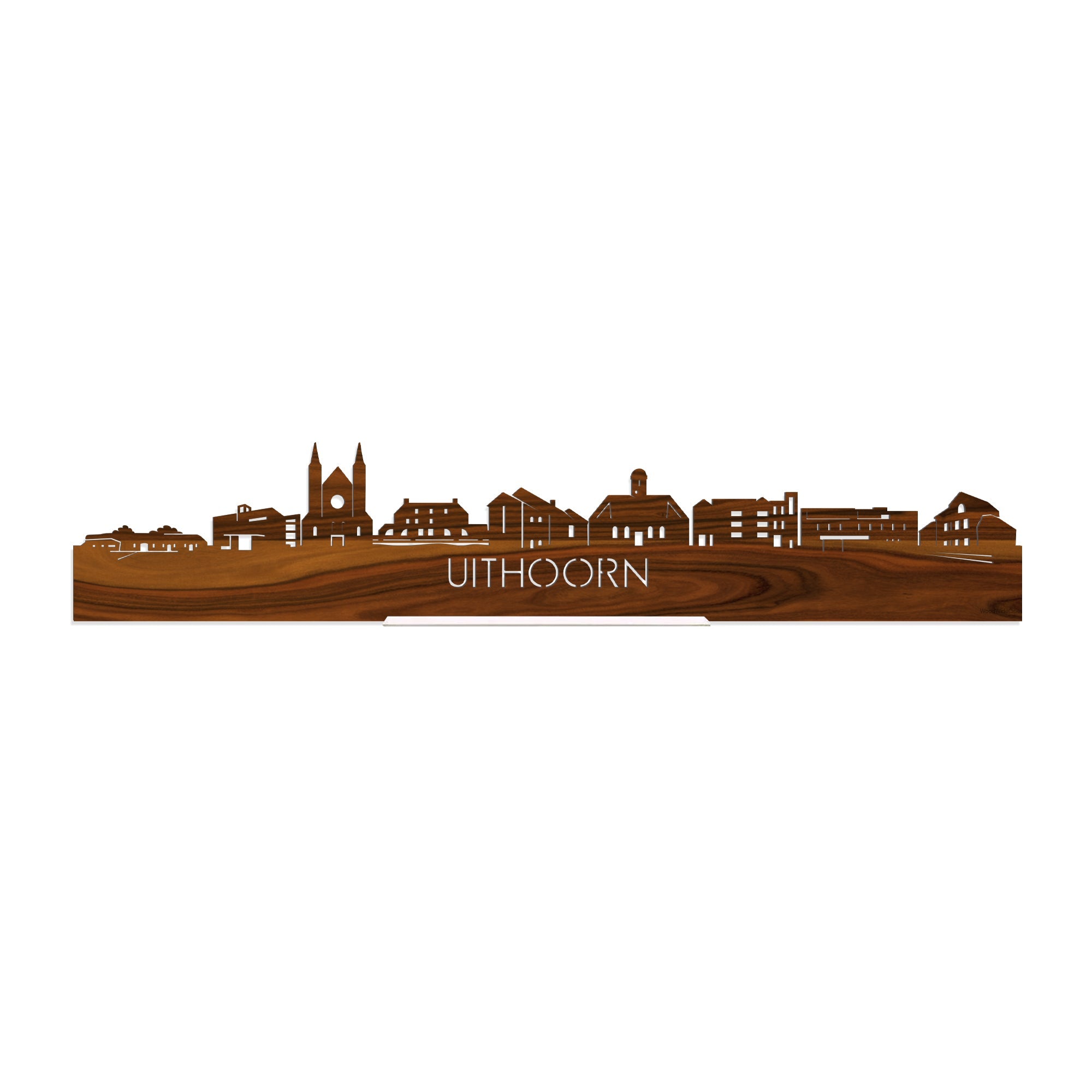 Standing Skyline Uithoorn Palissander houten cadeau decoratie relatiegeschenk van WoodWideCities