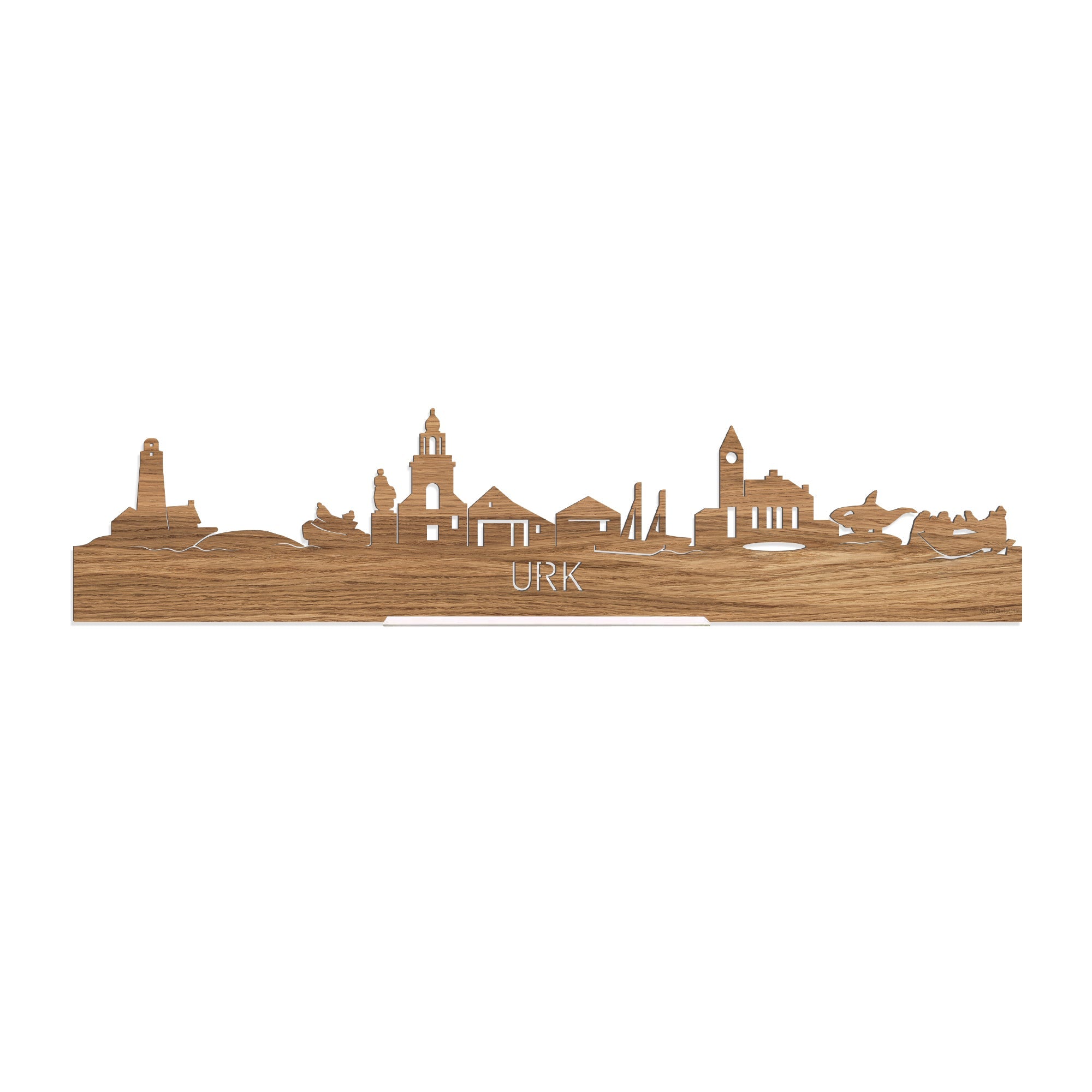 Standing Skyline Urk Eiken houten cadeau decoratie relatiegeschenk van WoodWideCities