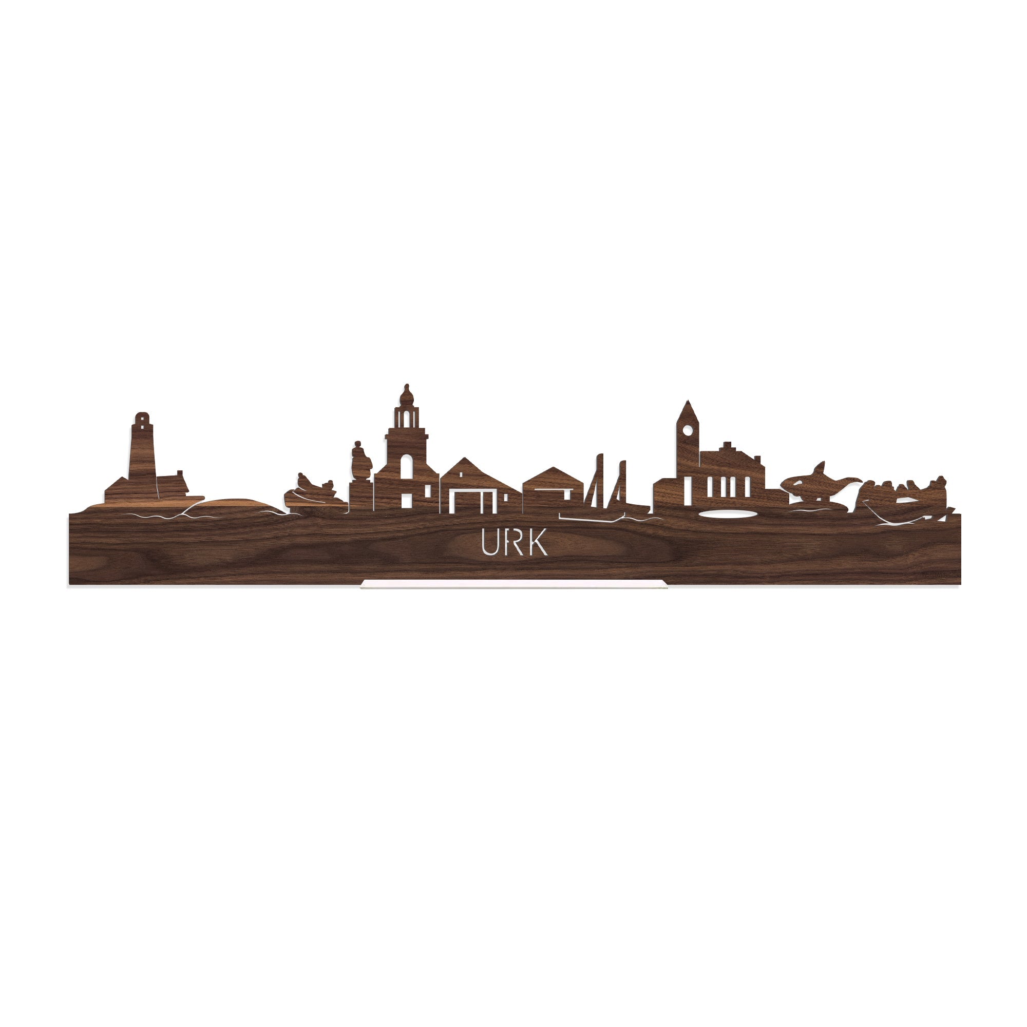 Standing Skyline Urk Noten houten cadeau decoratie relatiegeschenk van WoodWideCities