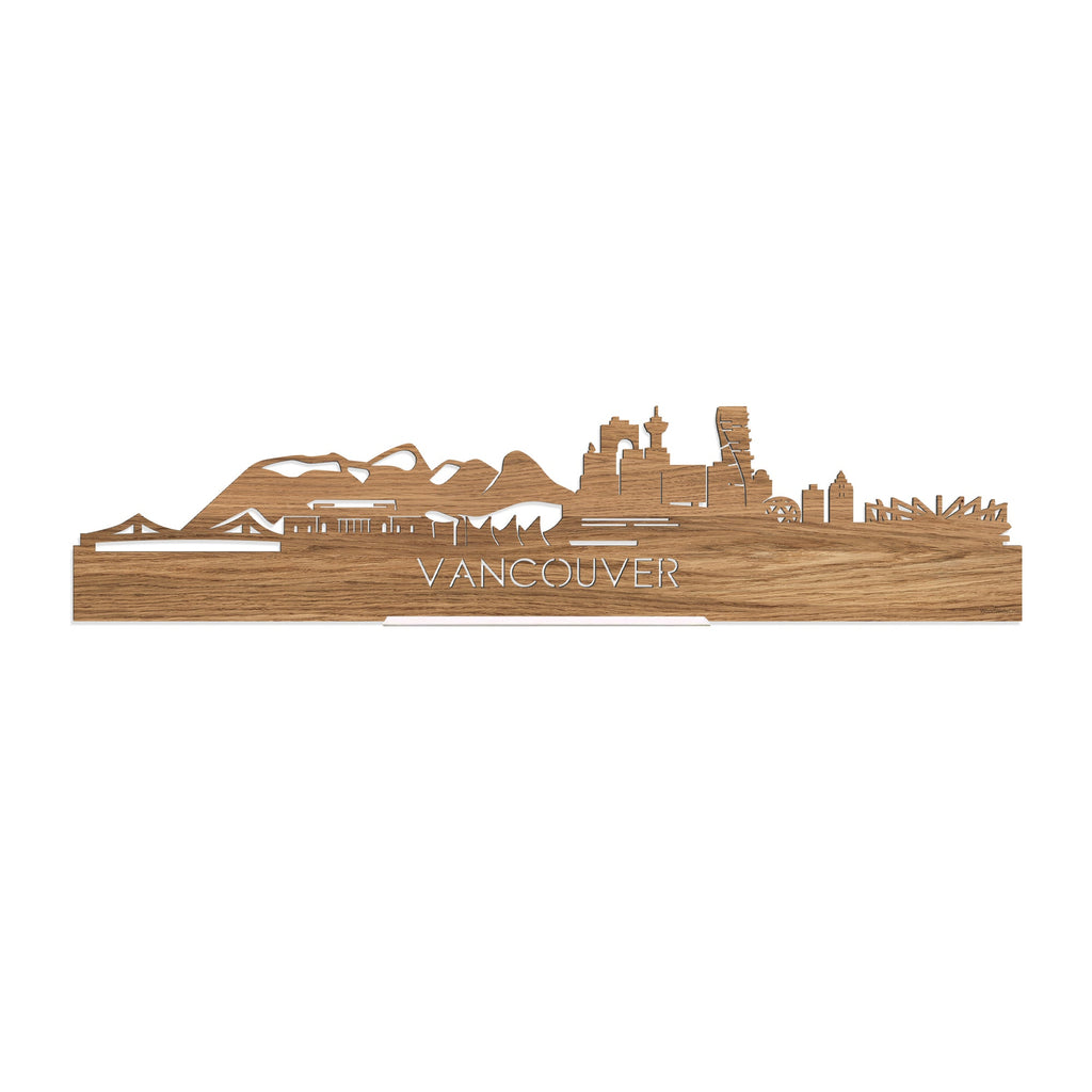 Standing Skyline Vancouver Eiken houten cadeau decoratie relatiegeschenk van WoodWideCities