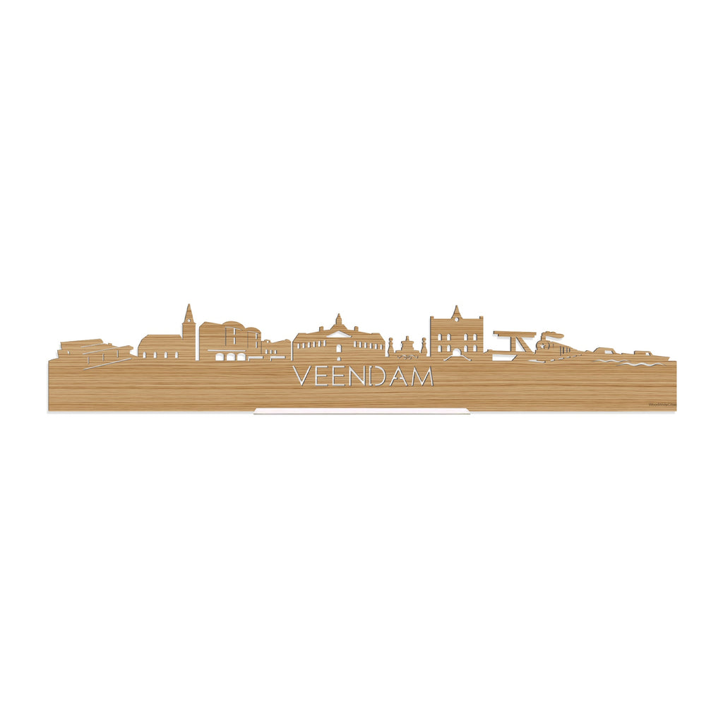 Standing Skyline Veendam Bamboe houten cadeau decoratie relatiegeschenk van WoodWideCities