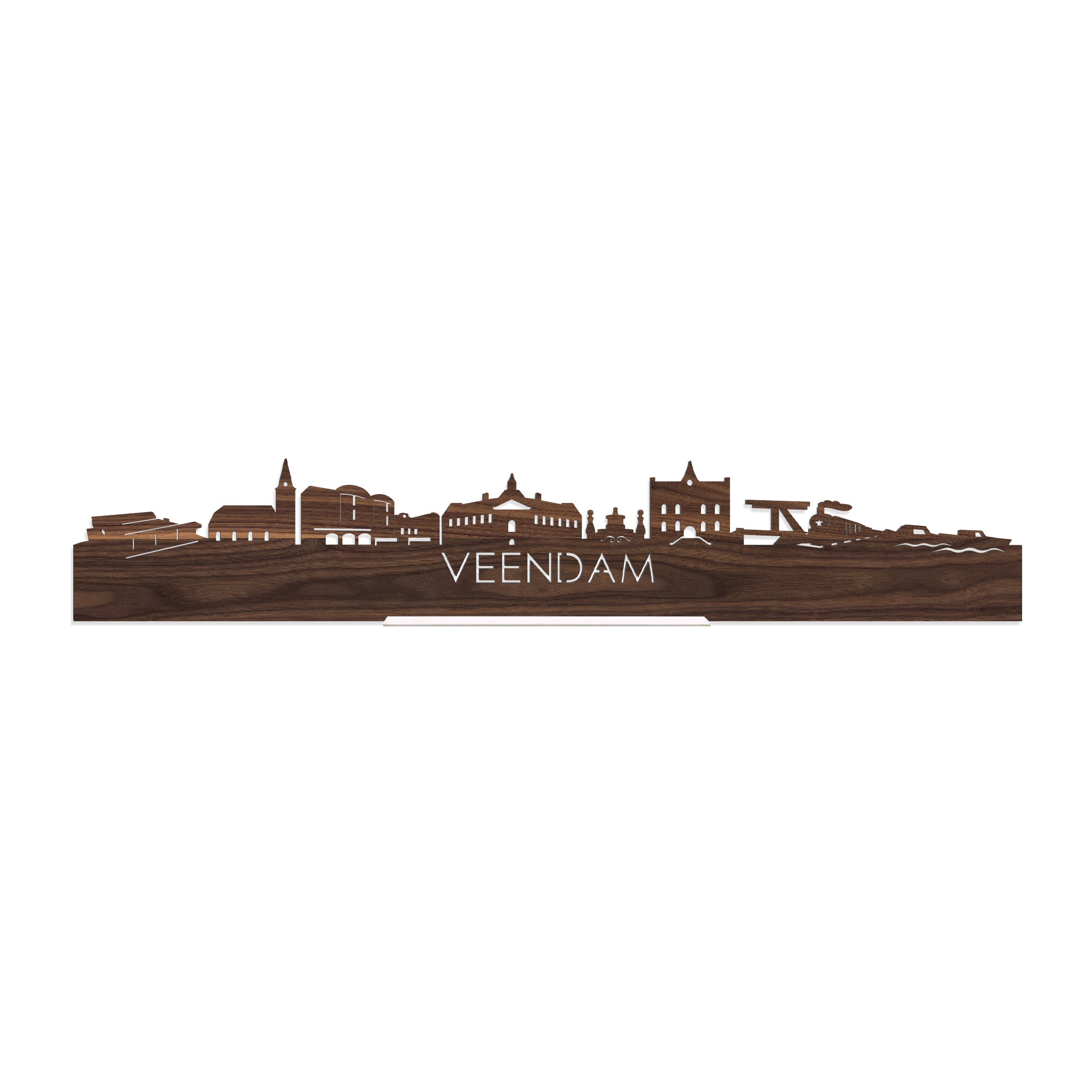 Standing Skyline Veendam Noten houten cadeau decoratie relatiegeschenk van WoodWideCities