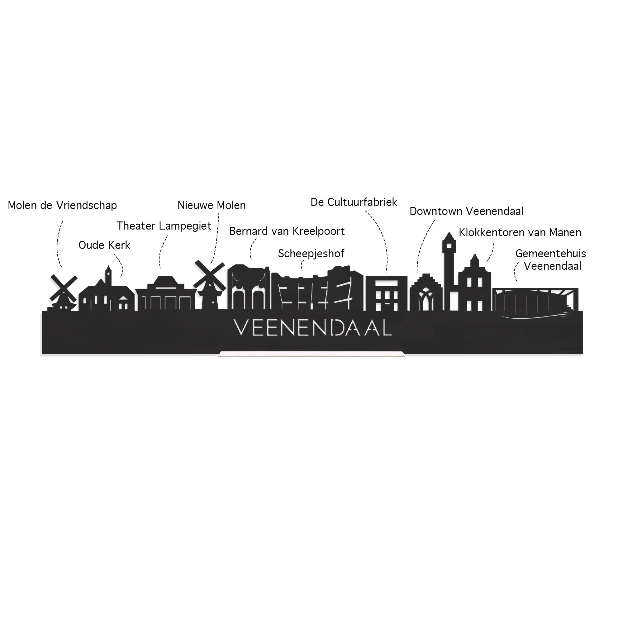 Standing Skyline Veenendaal Eiken houten cadeau decoratie relatiegeschenk van WoodWideCities