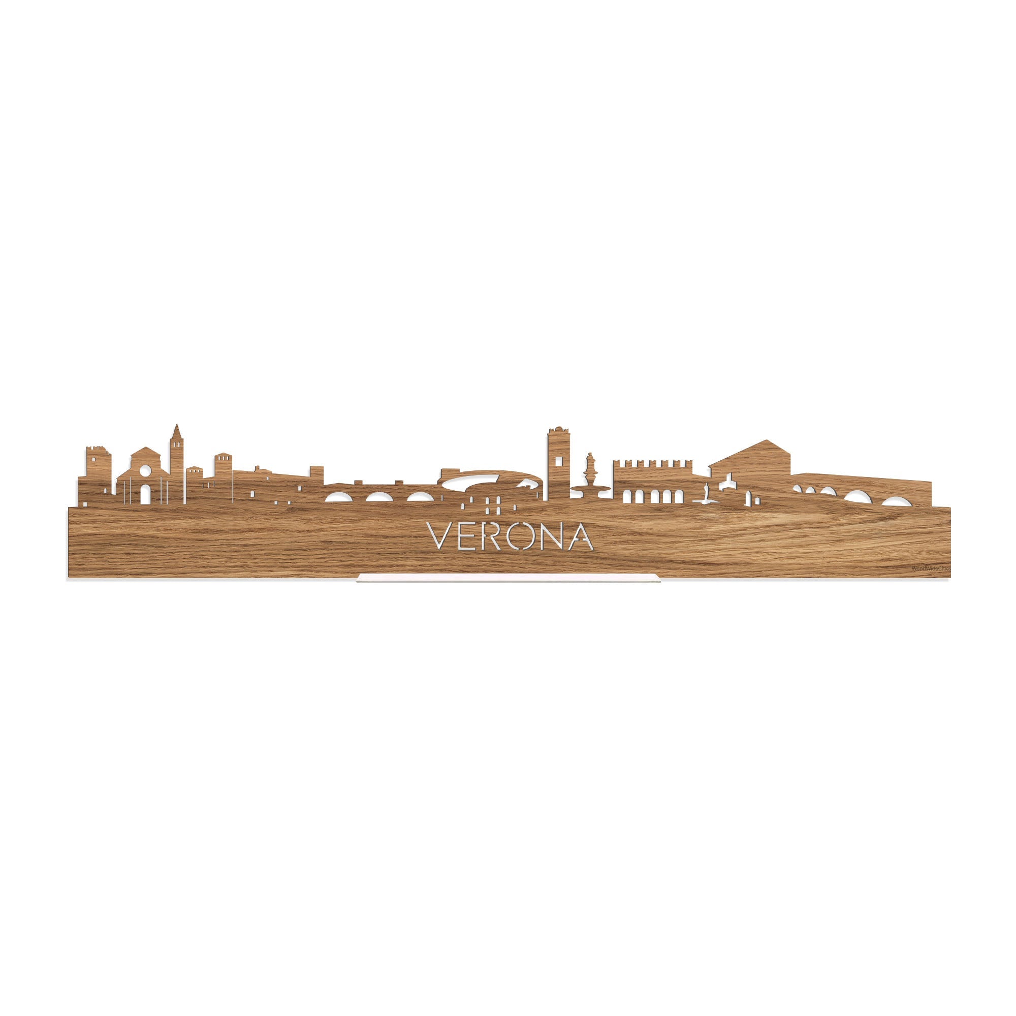 Standing Skyline Verona Eiken houten cadeau decoratie relatiegeschenk van WoodWideCities