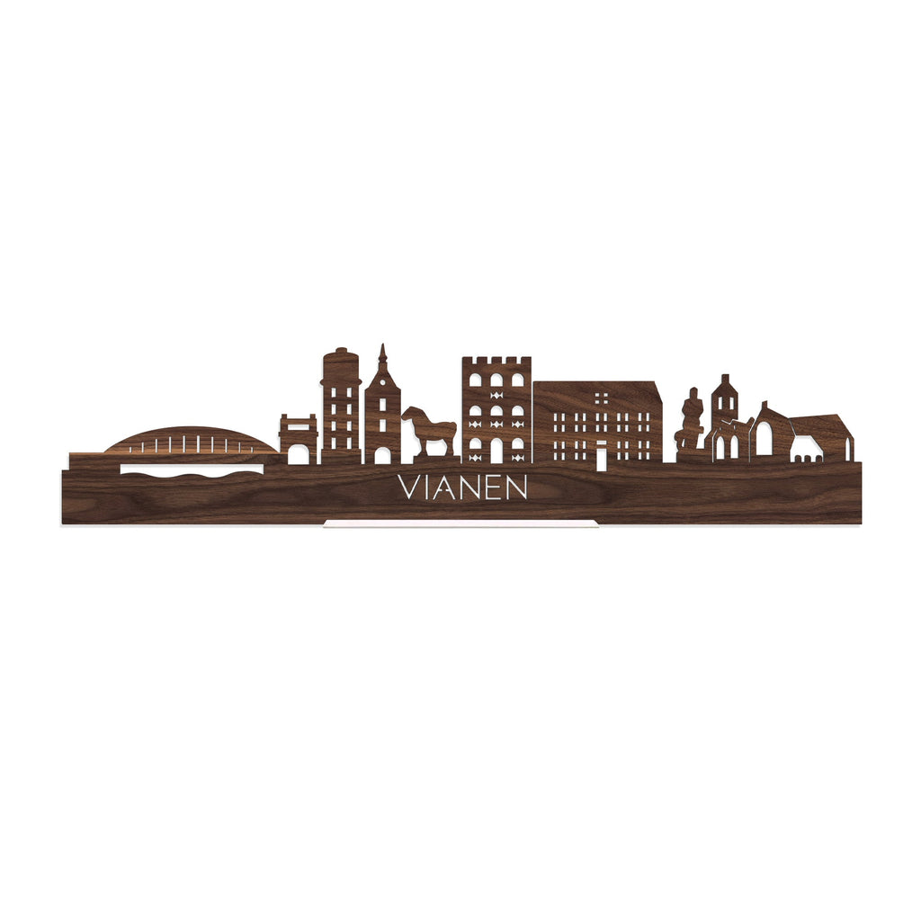 Standing Skyline Vianen Noten houten cadeau decoratie relatiegeschenk van WoodWideCities