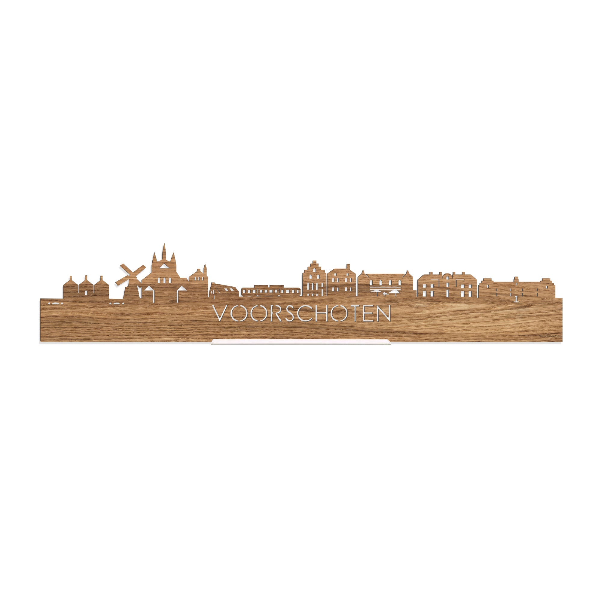 Standing Skyline Voorschoten Eiken houten cadeau decoratie relatiegeschenk van WoodWideCities