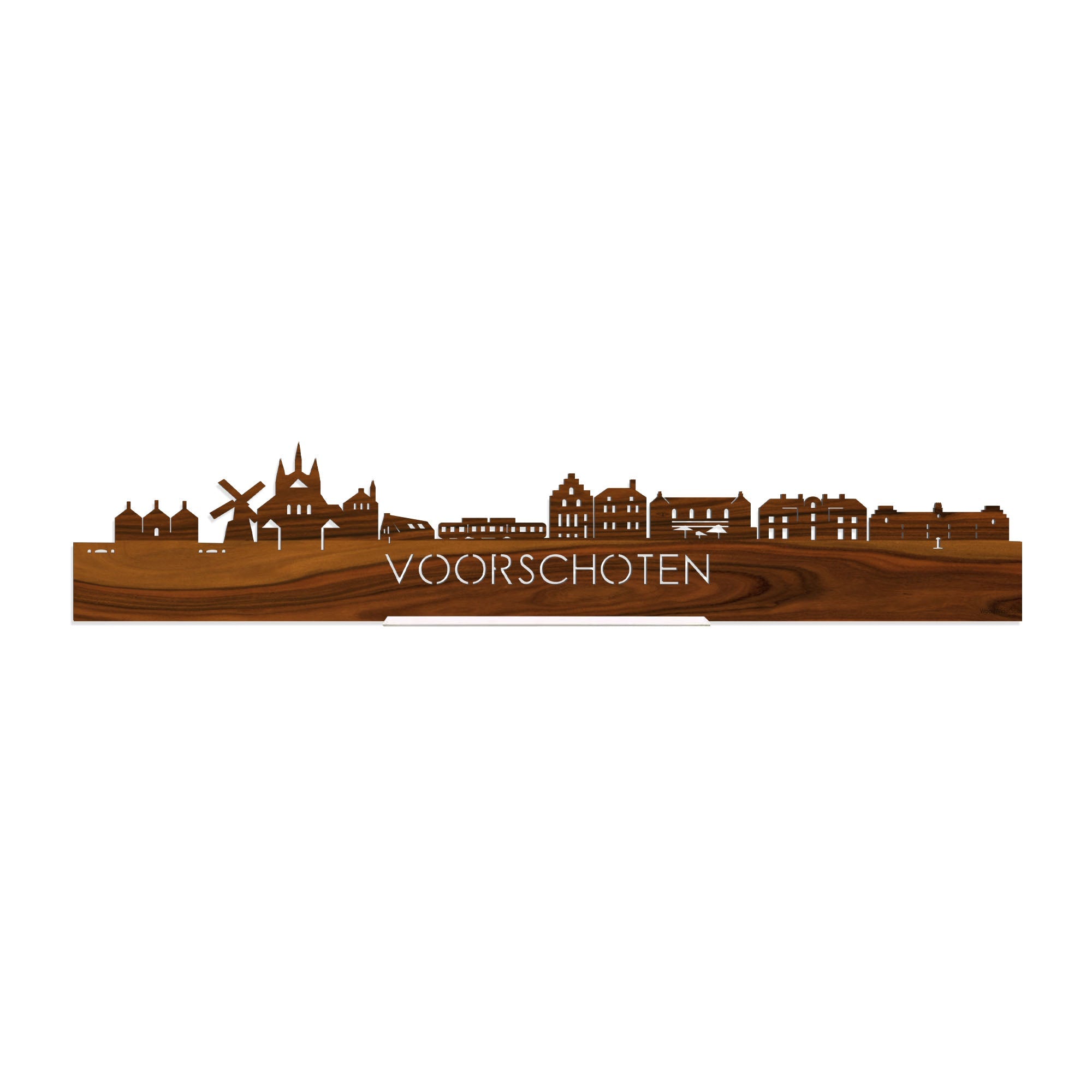 Standing Skyline Voorschoten Palissander houten cadeau decoratie relatiegeschenk van WoodWideCities