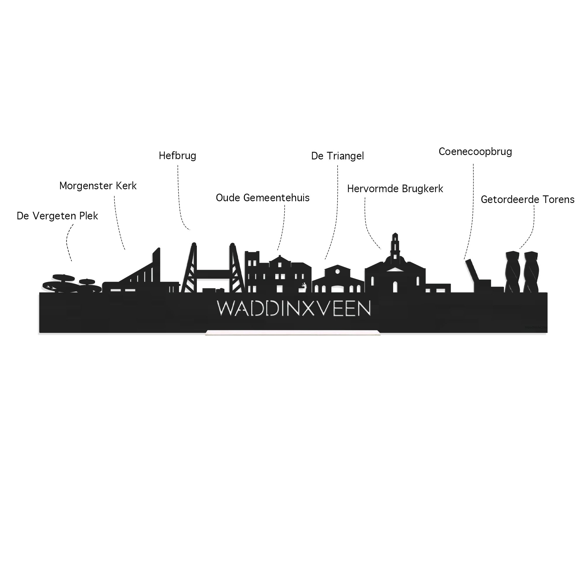 Standing Skyline Waddinxveen Bamboe houten cadeau decoratie relatiegeschenk van WoodWideCities