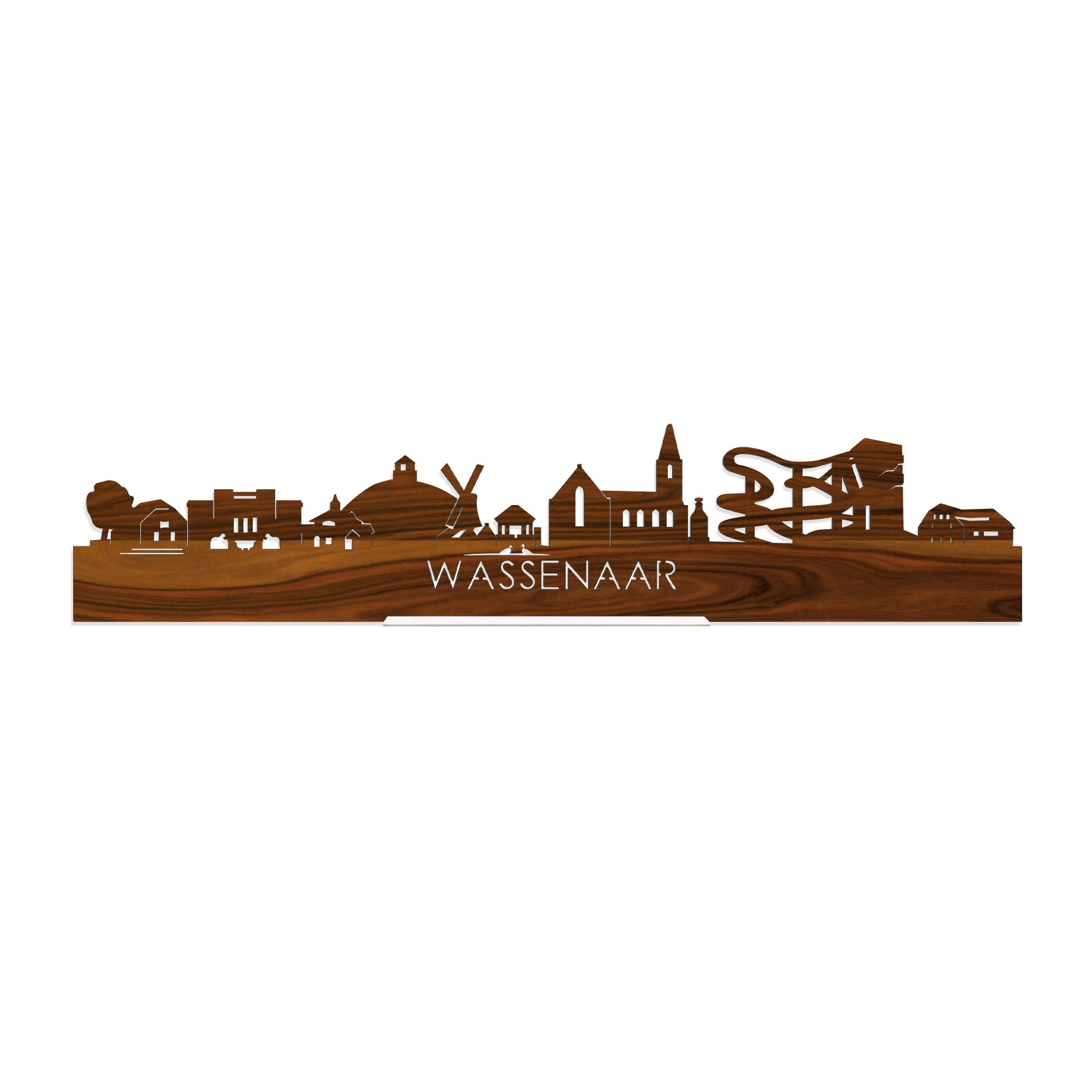 Standing Skyline Wassenaar Palissander houten cadeau decoratie relatiegeschenk van WoodWideCities