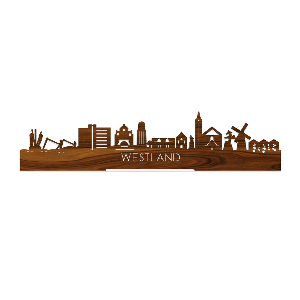 Standing Skyline Westland Palissander houten cadeau decoratie relatiegeschenk van WoodWideCities