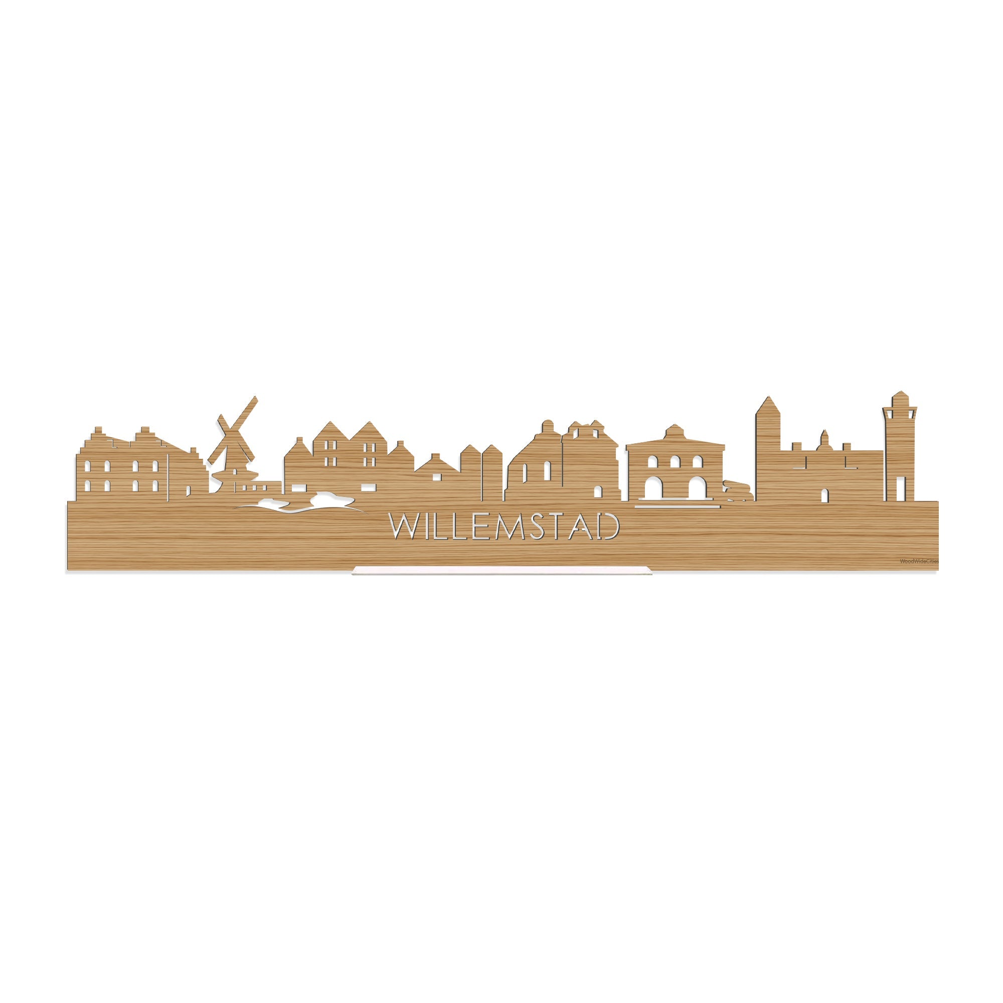 Standing Skyline Willemstad Bamboe houten cadeau decoratie relatiegeschenk van WoodWideCities