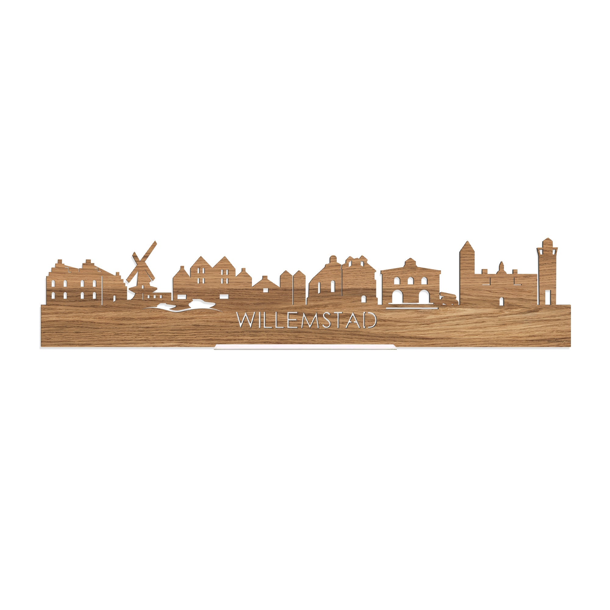 Standing Skyline Willemstad Eiken houten cadeau decoratie relatiegeschenk van WoodWideCities