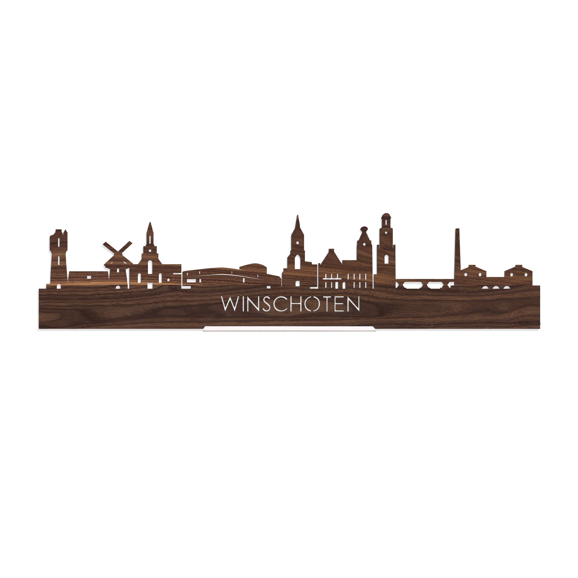 Standing Skyline Winschoten Noten houten cadeau decoratie relatiegeschenk van WoodWideCities