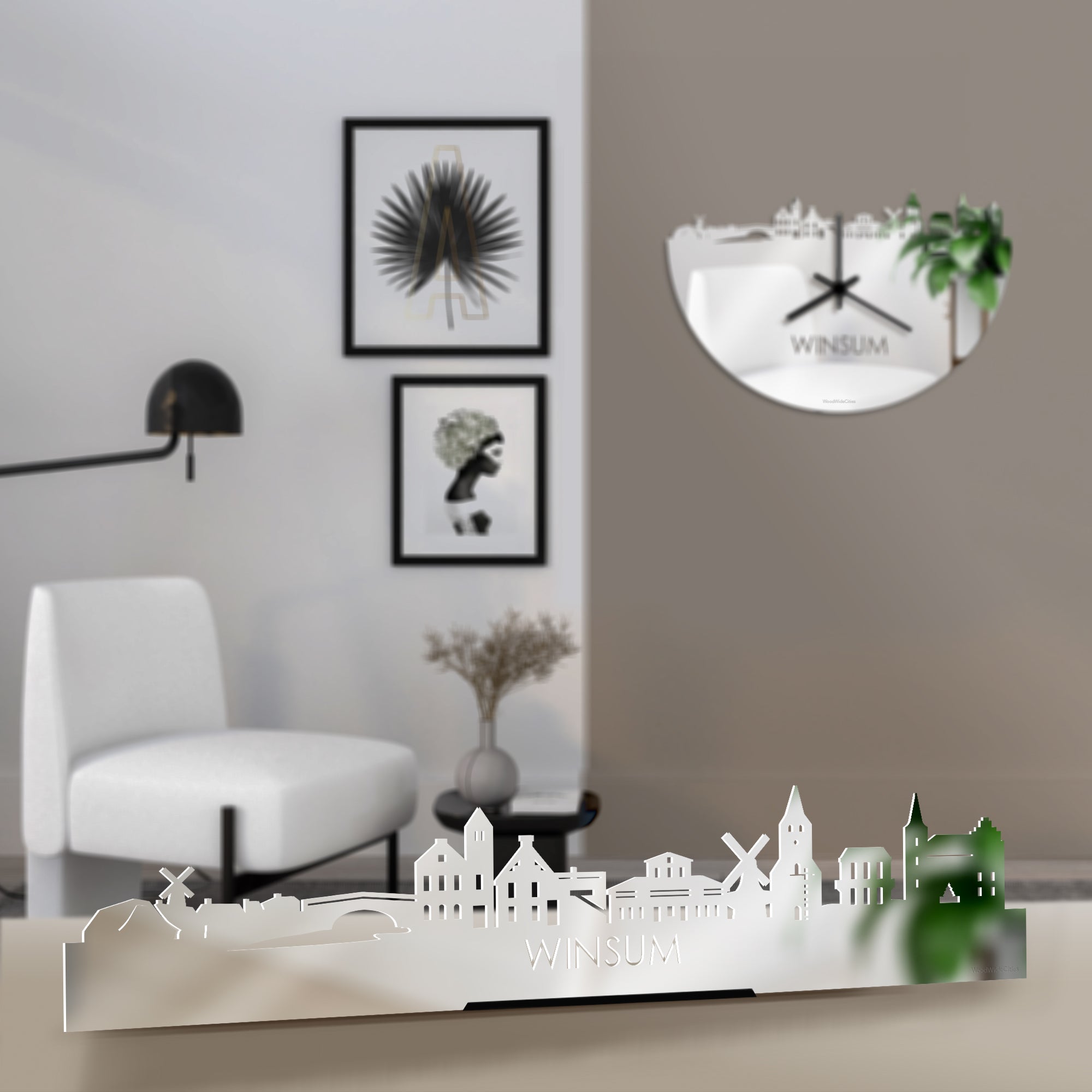 Standing Skyline Winsum Spiegel gerecycled kunststof cadeau decoratie relatiegeschenk van WoodWideCities