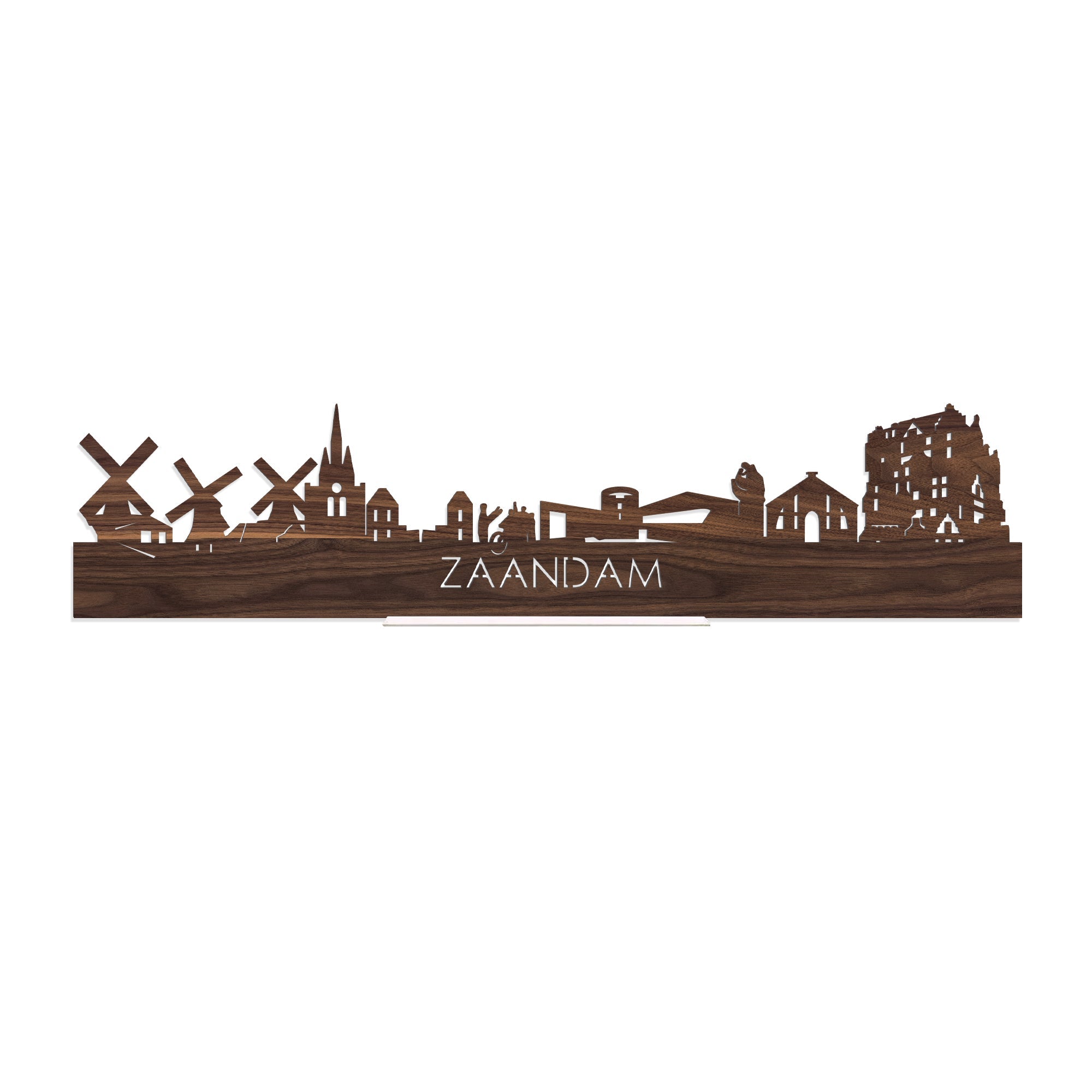 Standing Skyline Zaandam Noten houten cadeau decoratie relatiegeschenk van WoodWideCities