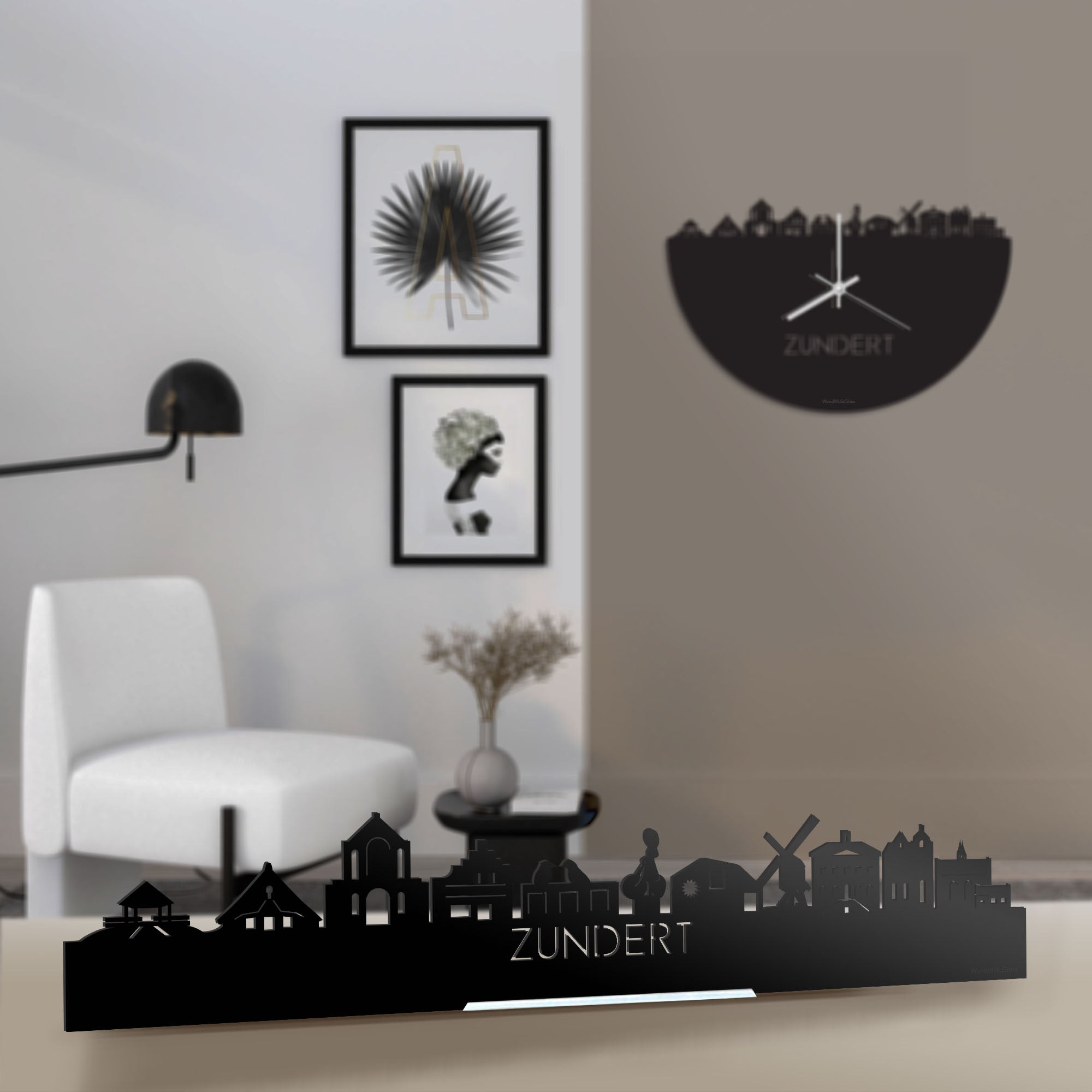 Standing Skyline Zundert Zwart glanzend gerecycled kunststof cadeau decoratie relatiegeschenk van WoodWideCities